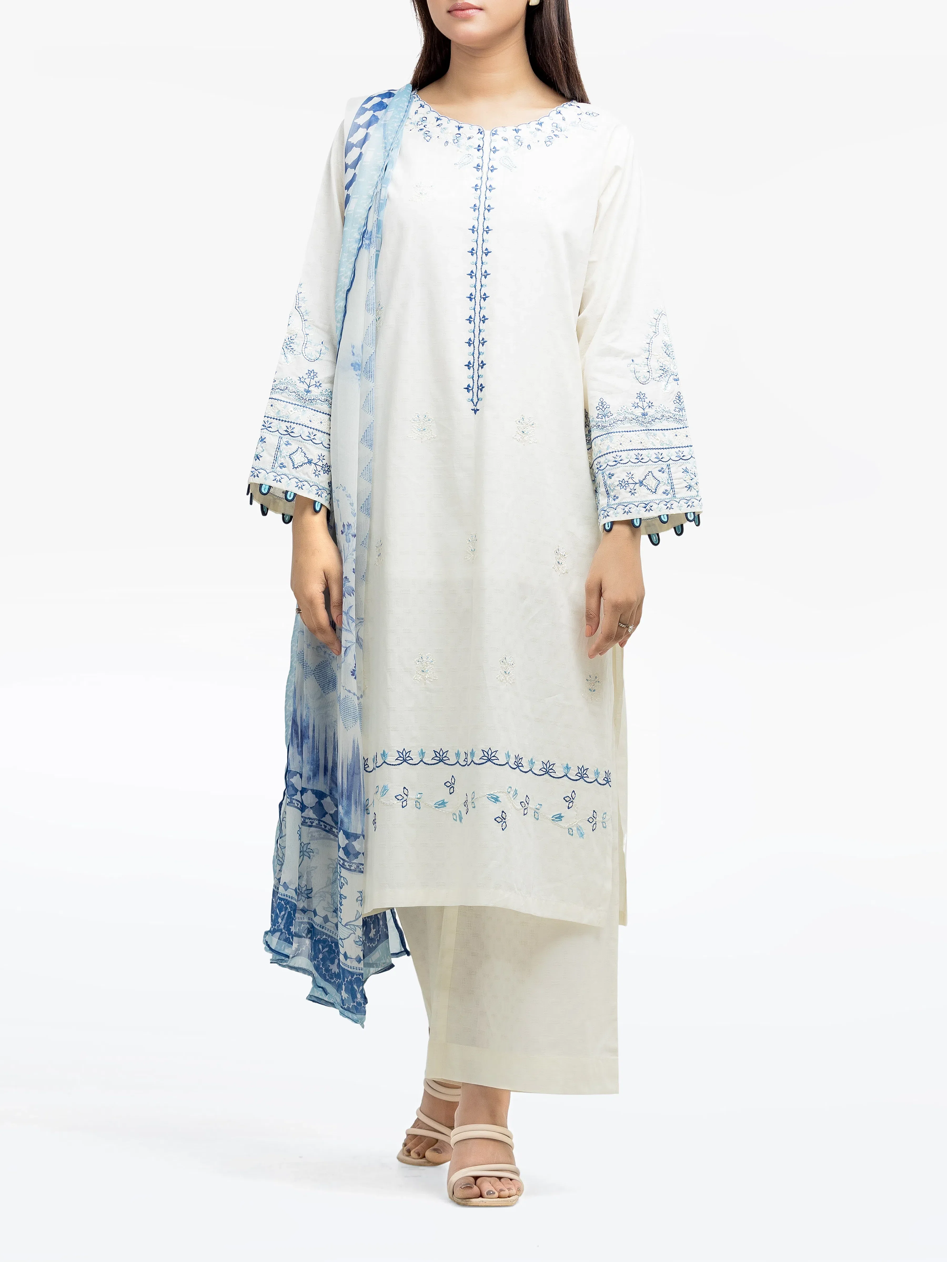 Embroidered Dobby Suit - EWTKE24-81334-3P