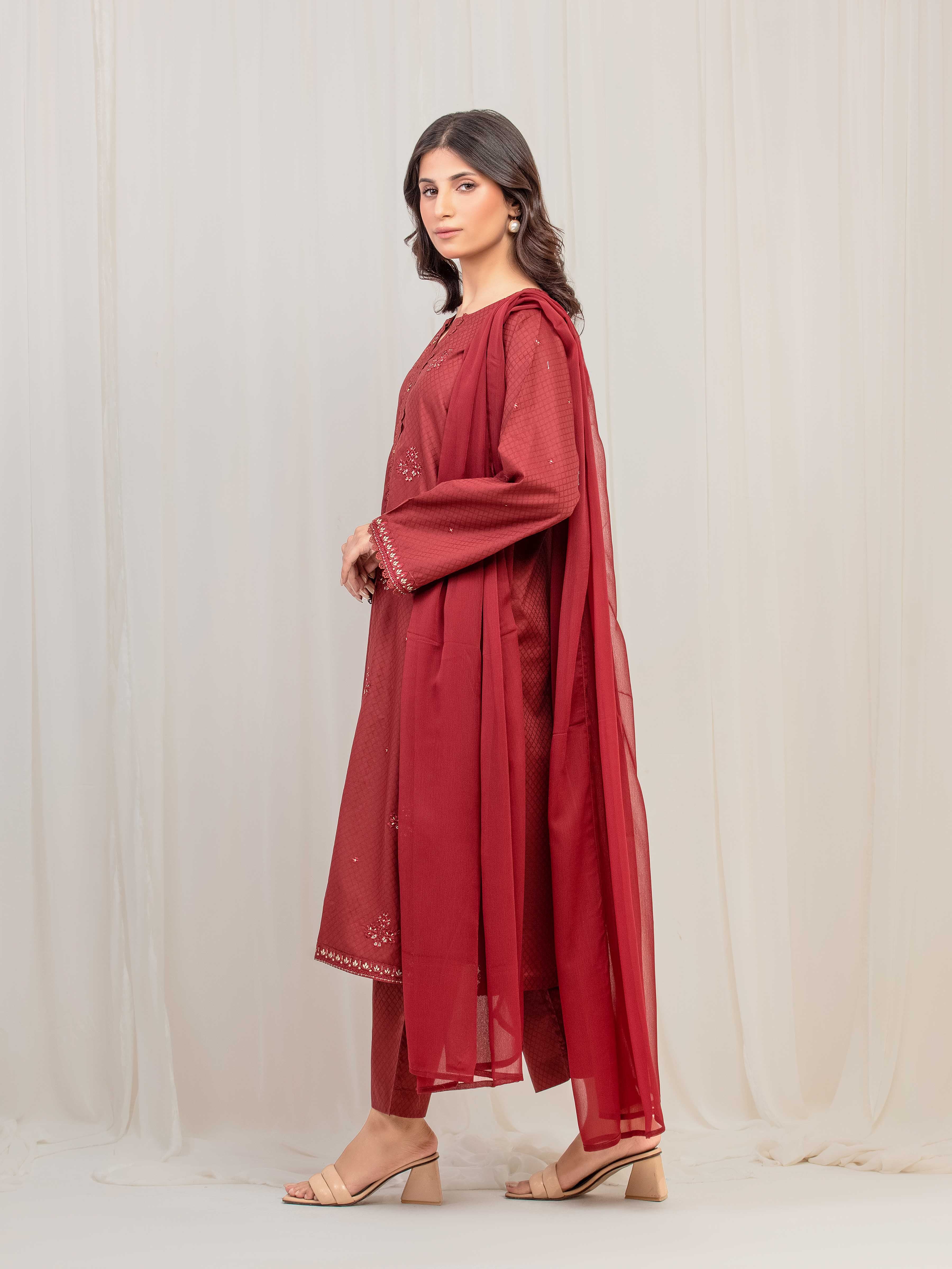Embroidered Dobby Suit - EWTKE5-81436-3P - Image 5