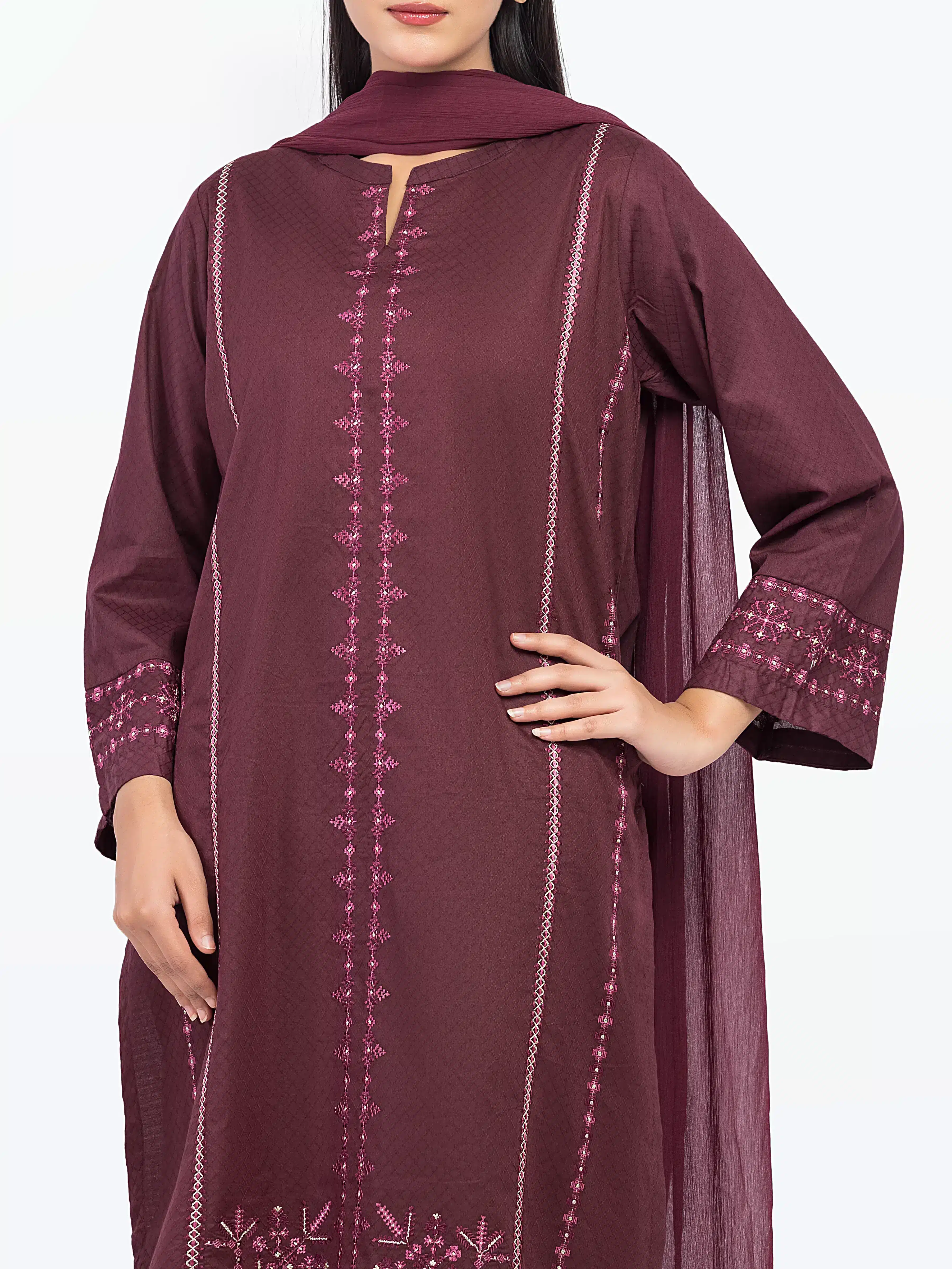 Embroidered Dobby Suit - EWTKE5-81442-3P - Image 2