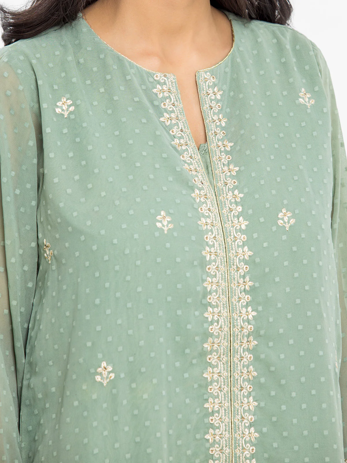 Embroidered Georgette Suit - EWTKE24-69632-3P - Image 4