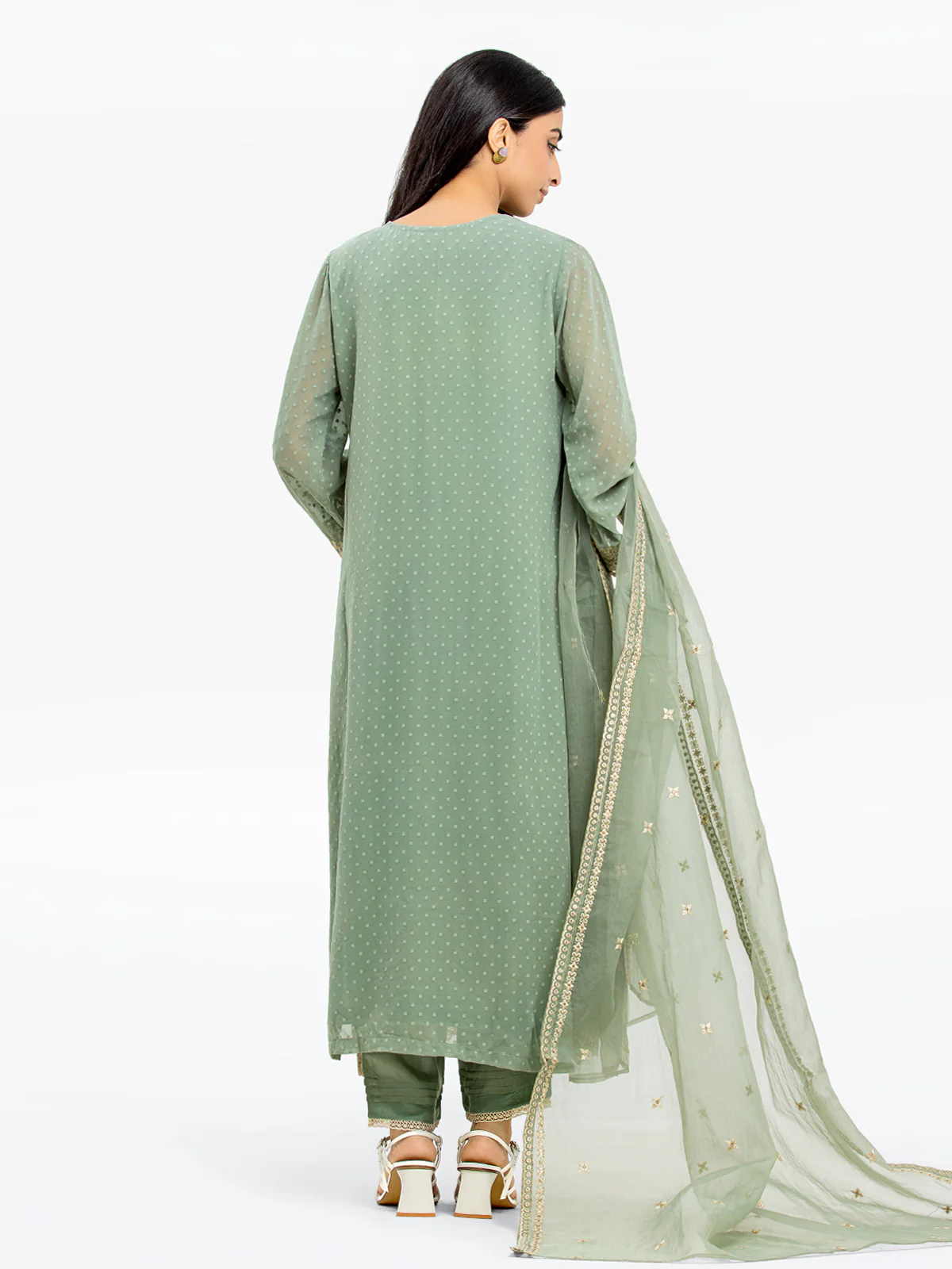 Embroidered Georgette Suit - EWTKE24-69632-3P - Image 6