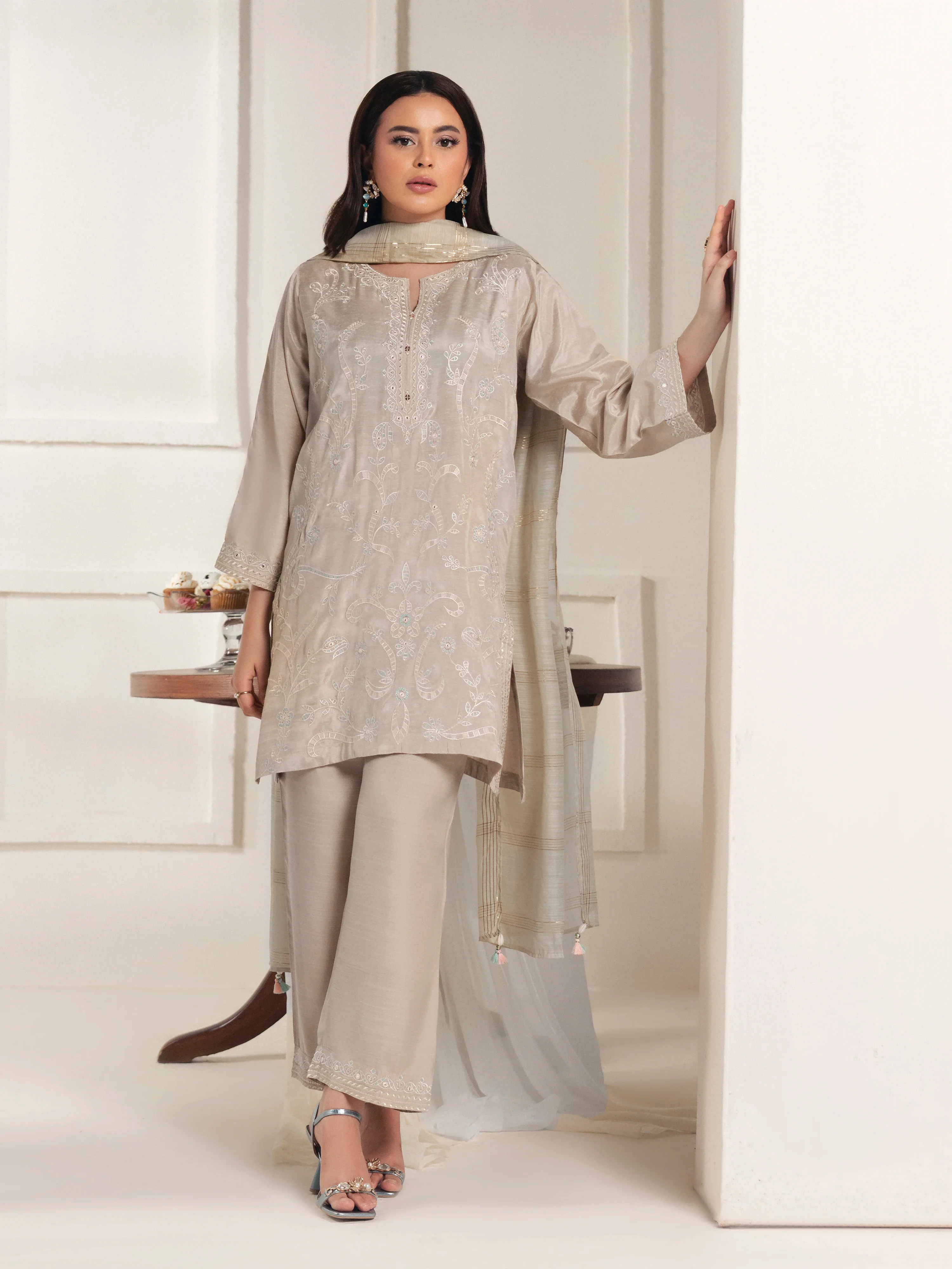 Embroidered Karandi Suit - EWTKED6-86076-3P - Image 3