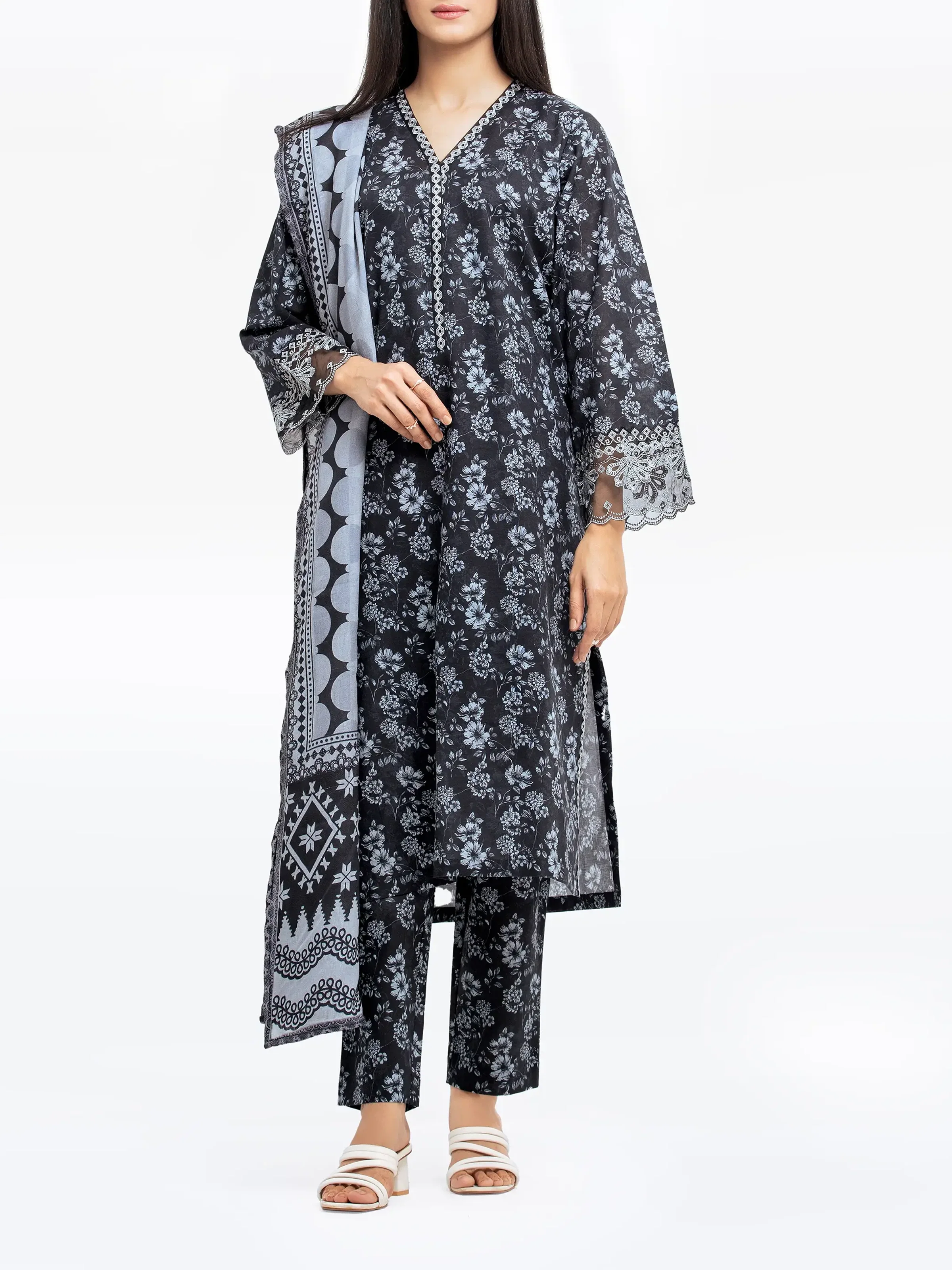 Printed Khaddar Suit - EWTKE24-81323-3P