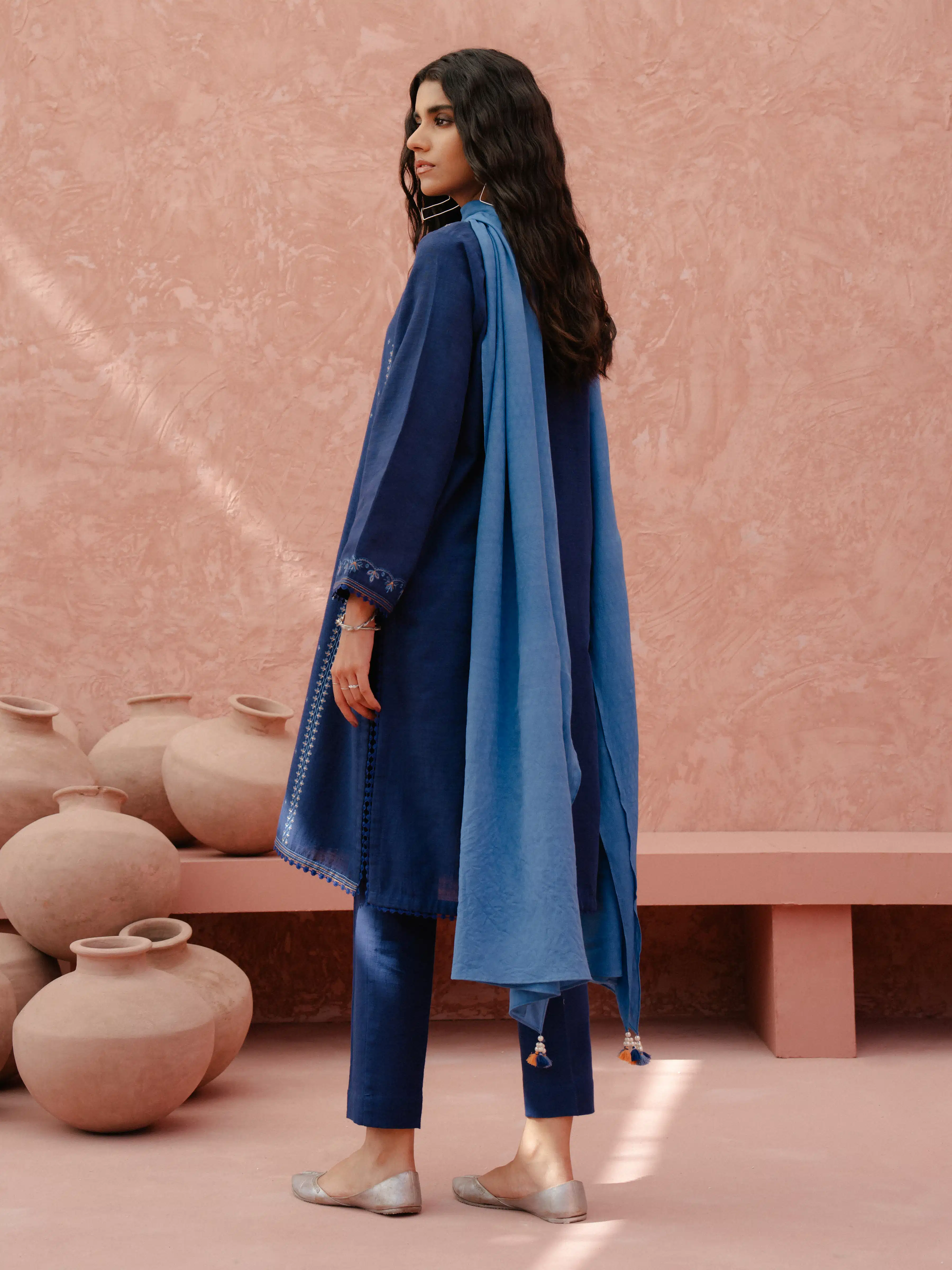 Embroidered Khaddar Suit - EWTKE24-81367-3P - Image 6