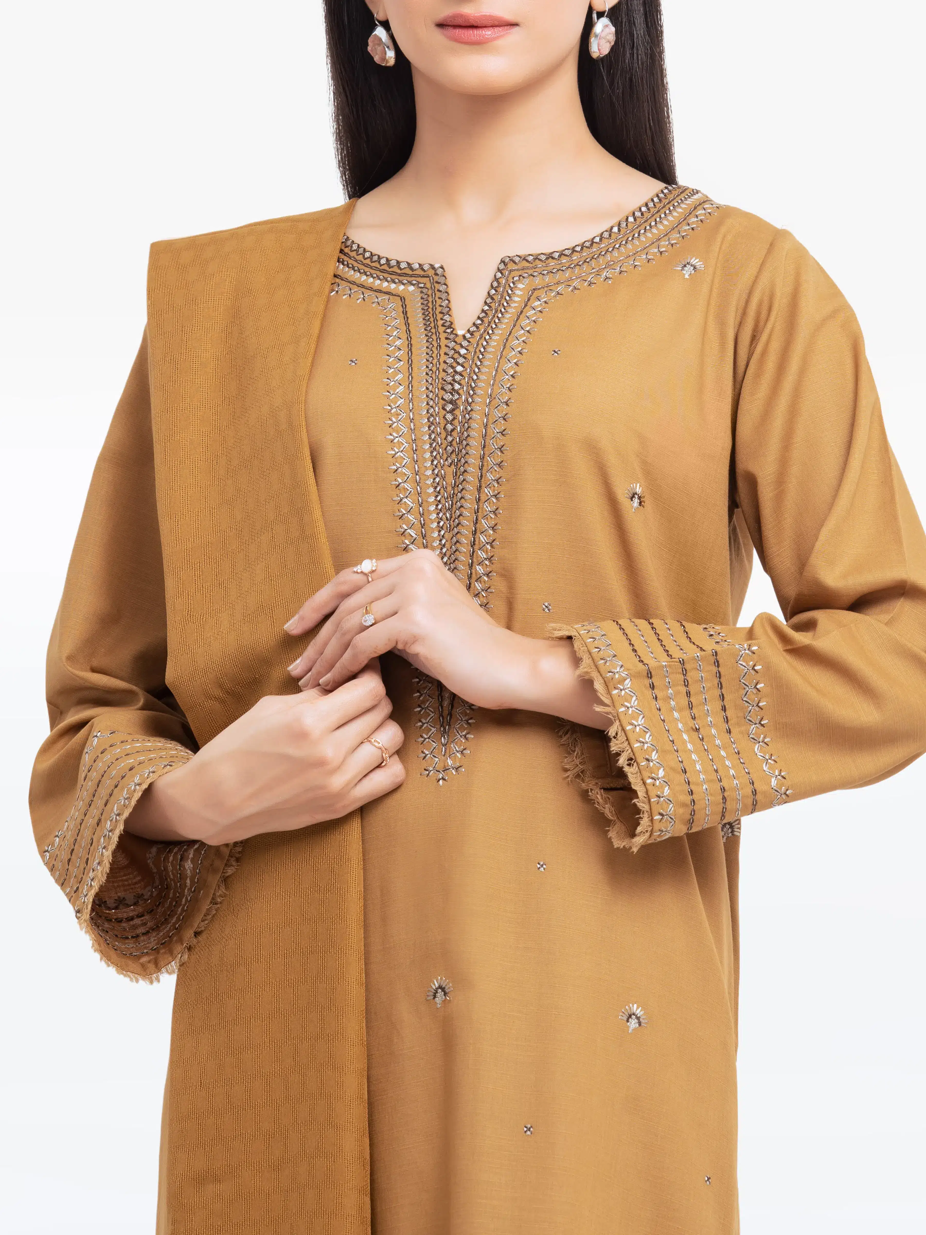 Embroidered Khaddar Suit - EWTKE24-81375-3P - Image 2
