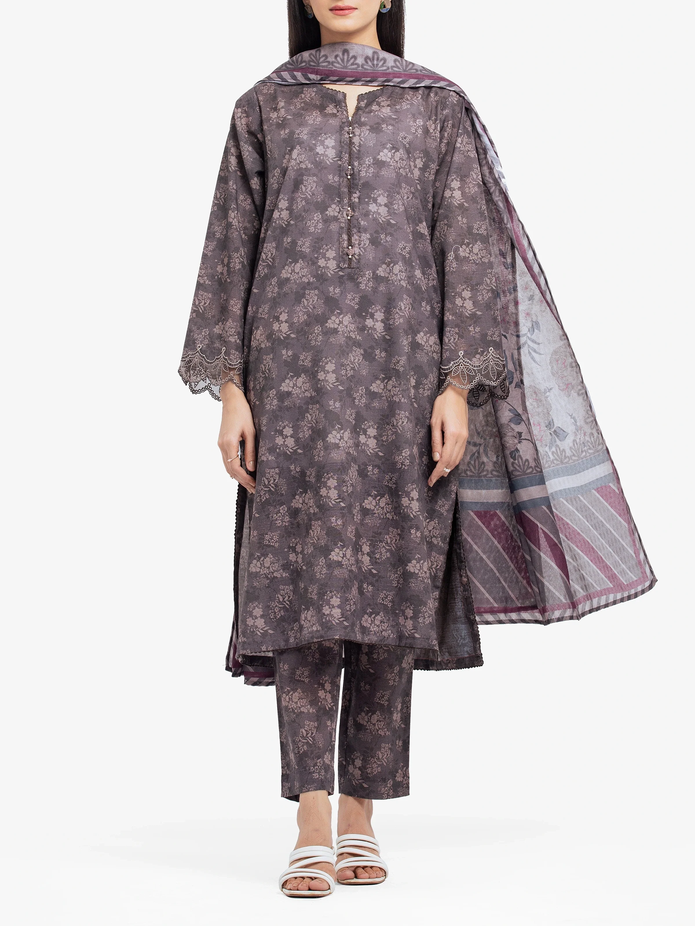 Embroidered Khaddar Suit - EWTKE24-81536-3P