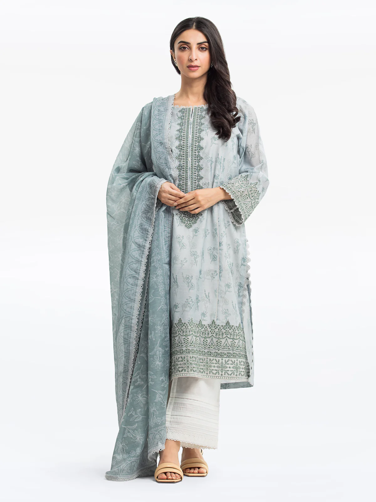 Embroidered Lawn Slub Suit - EWTKE24-69640-3P - Image 2