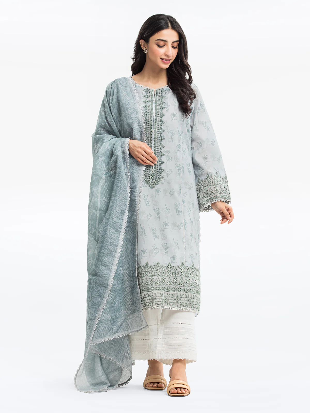 Embroidered Lawn Slub Suit - EWTKE24-69640-3P - Image 5