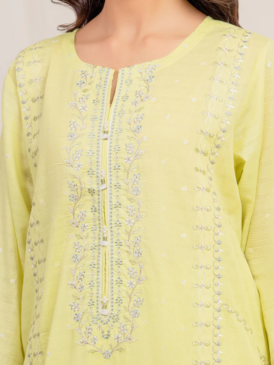 Embroidered Lawn Slub Suit - EWTKE5-82108-3P - Image 3
