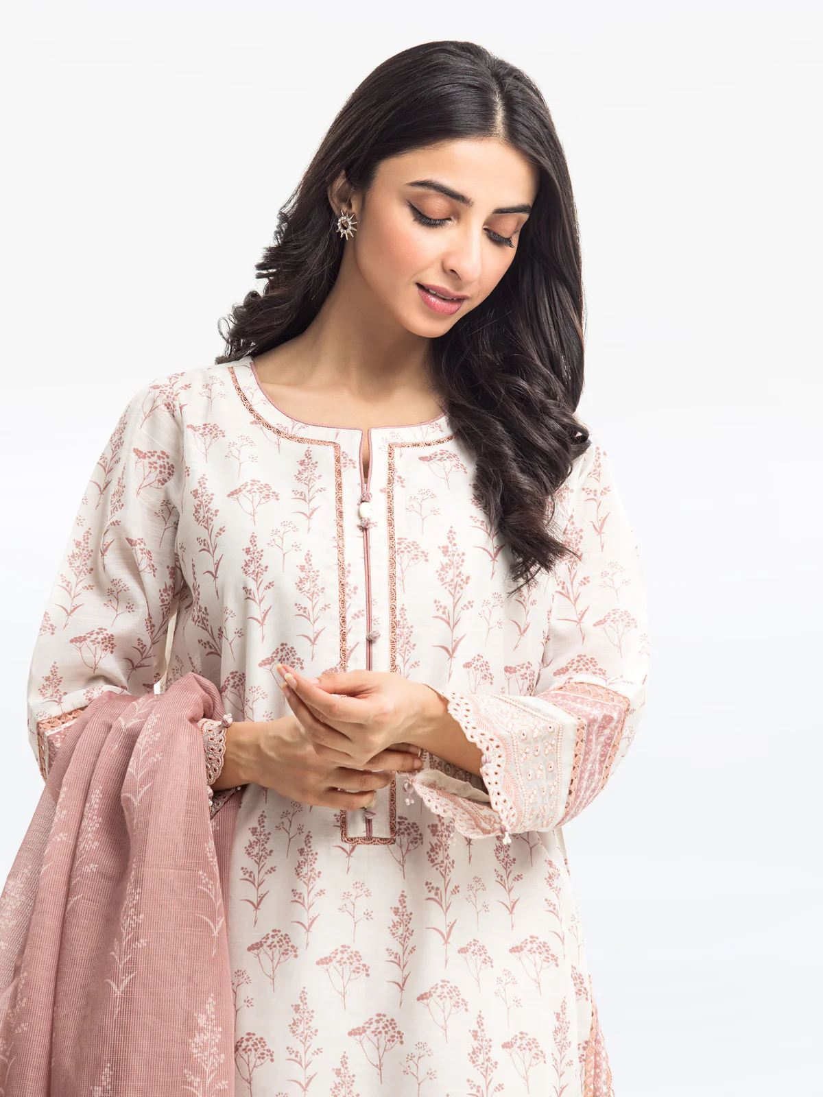 Embroidered Lawn Slub Suit - EWTKE24-69638-3P - Image 2