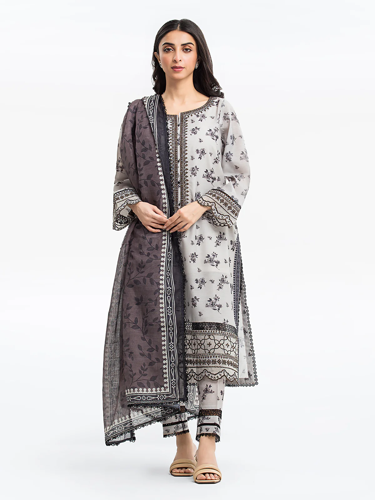 Embroidered Lawn Slub Suit - EWTKE24-69641-3P