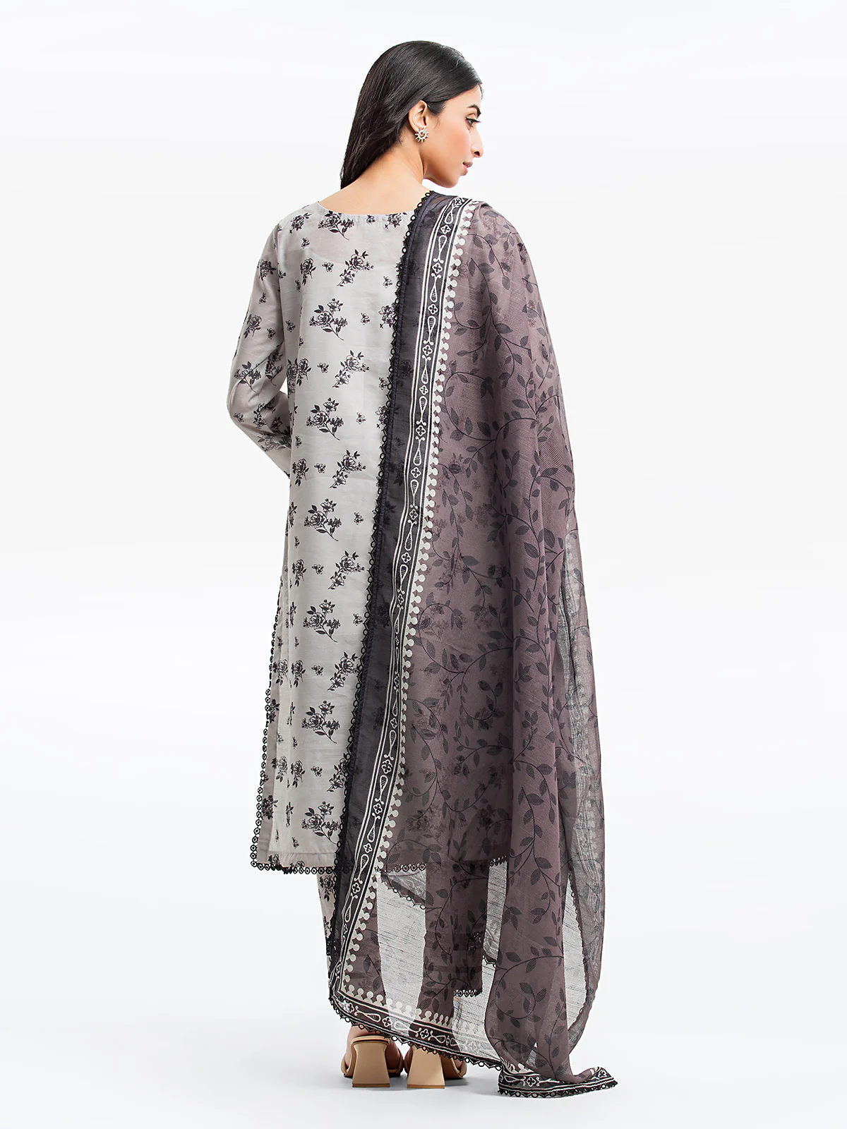 Embroidered Lawn Slub Suit - EWTKE24-69641-3P - Image 6