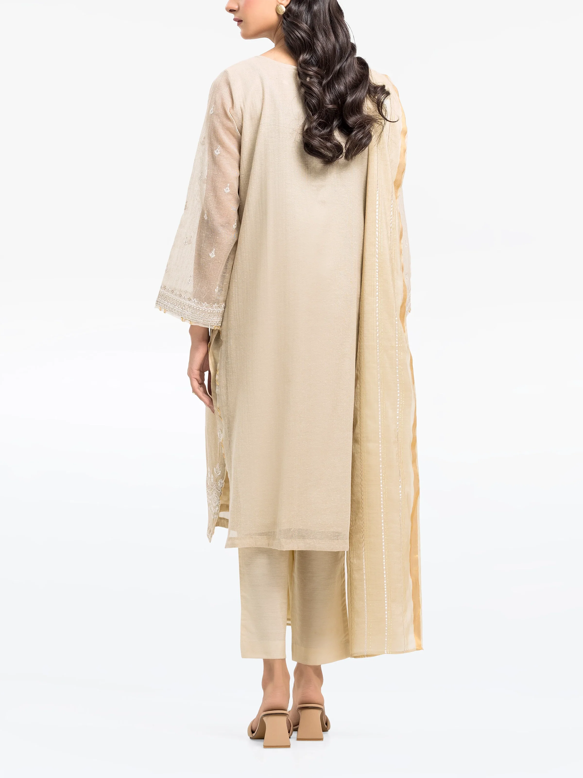 Embroidered Cotton Net Suit - EWTPLE24-00033-3P - Image 6