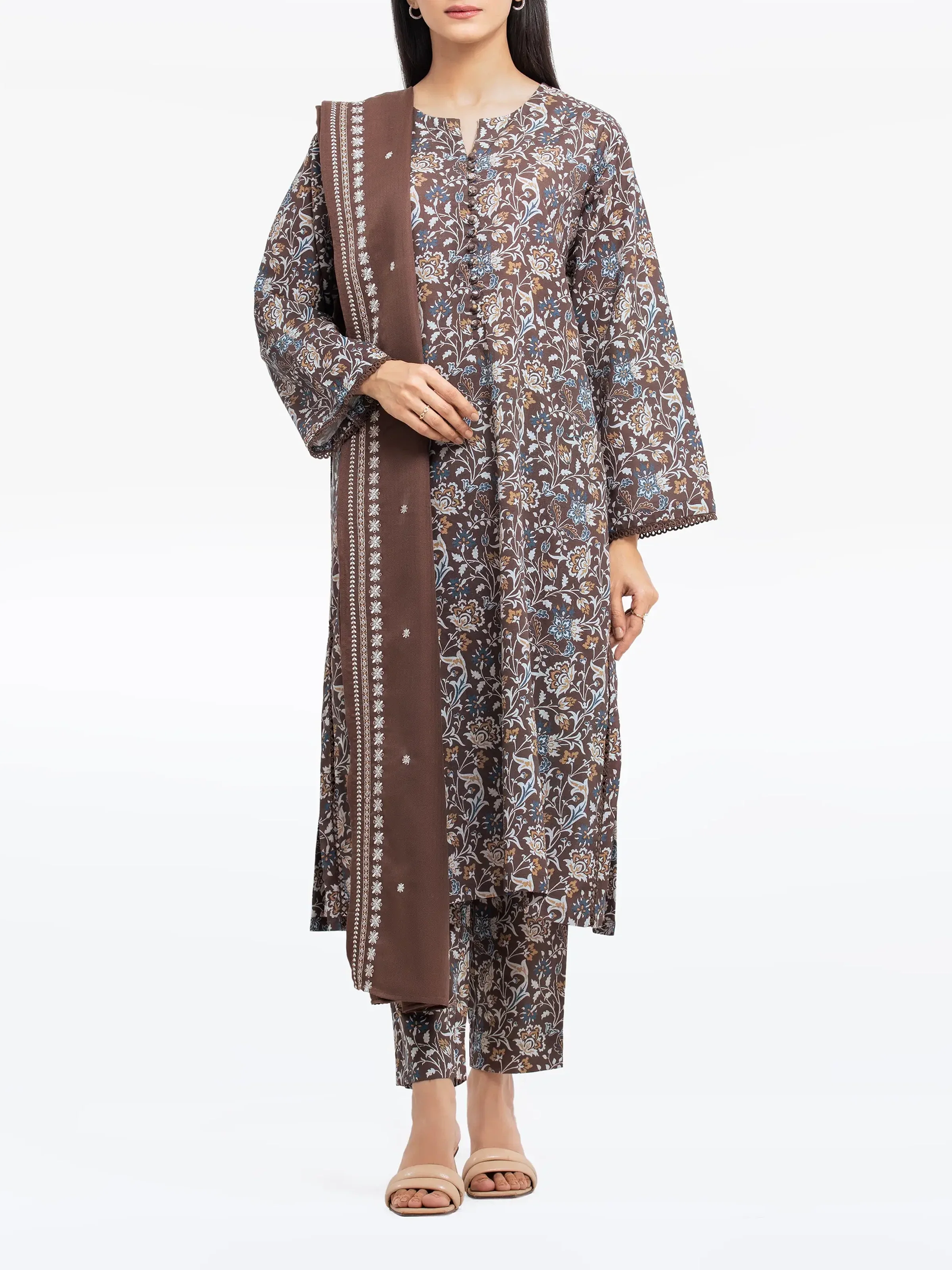 Printed Khaddar Suit - EWTKP24-81527-3P