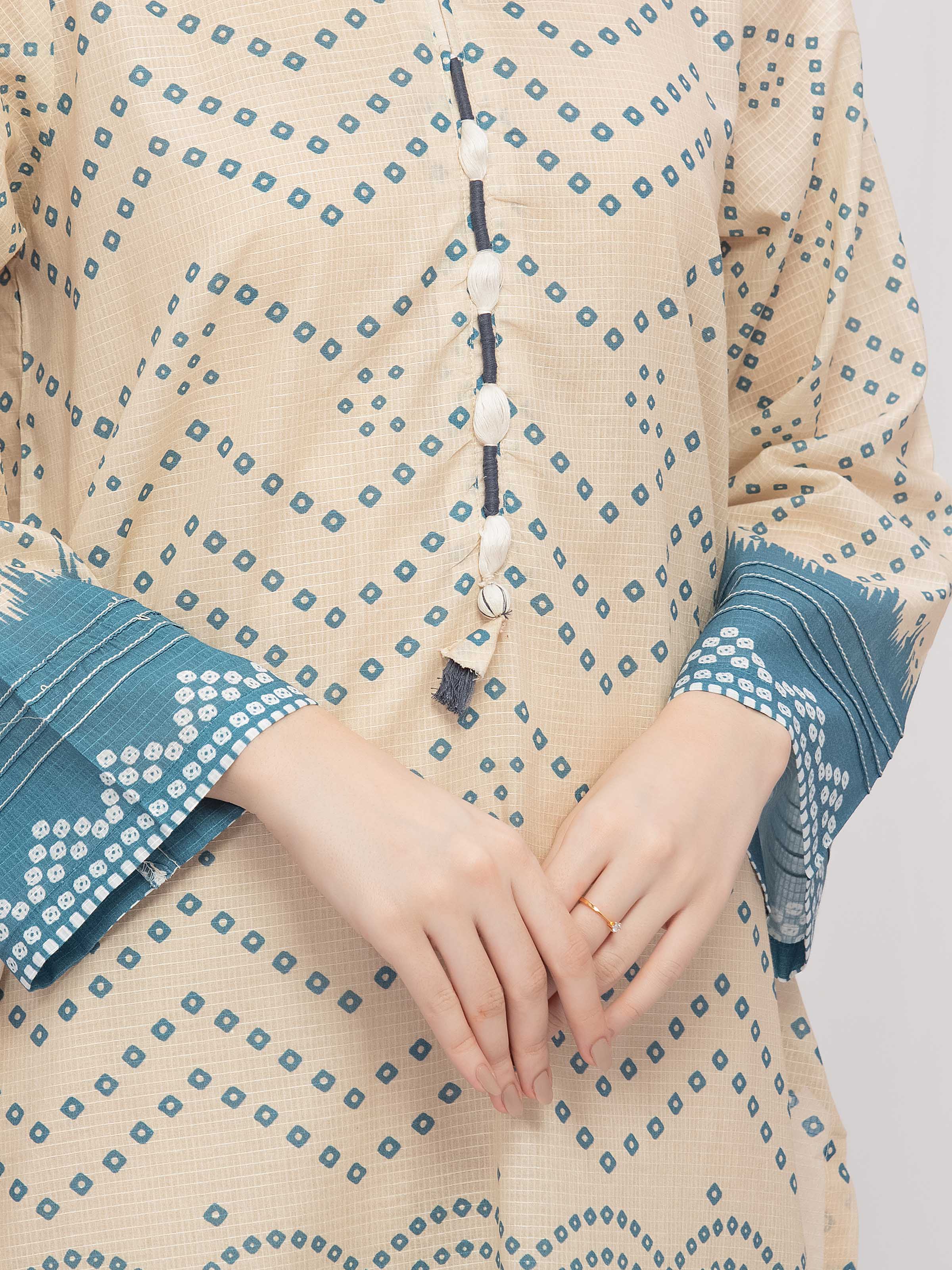 Printed Lawn Slub Suit - EWTKP5-81743-3P - Image 4