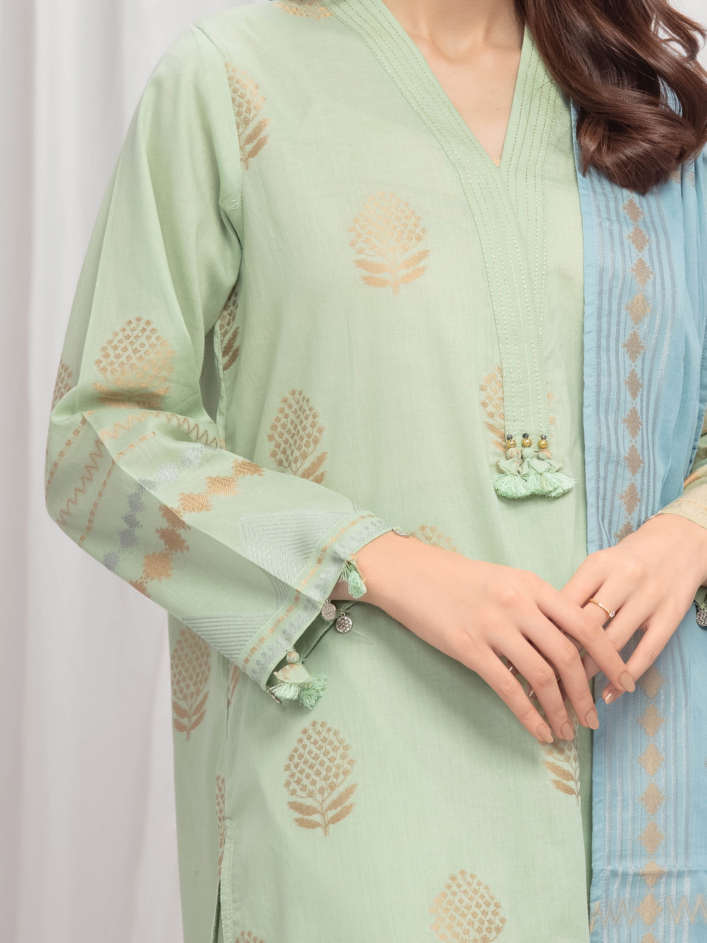 Solid Jacquard Suit - EWTKS5-82416-3P - Image 4