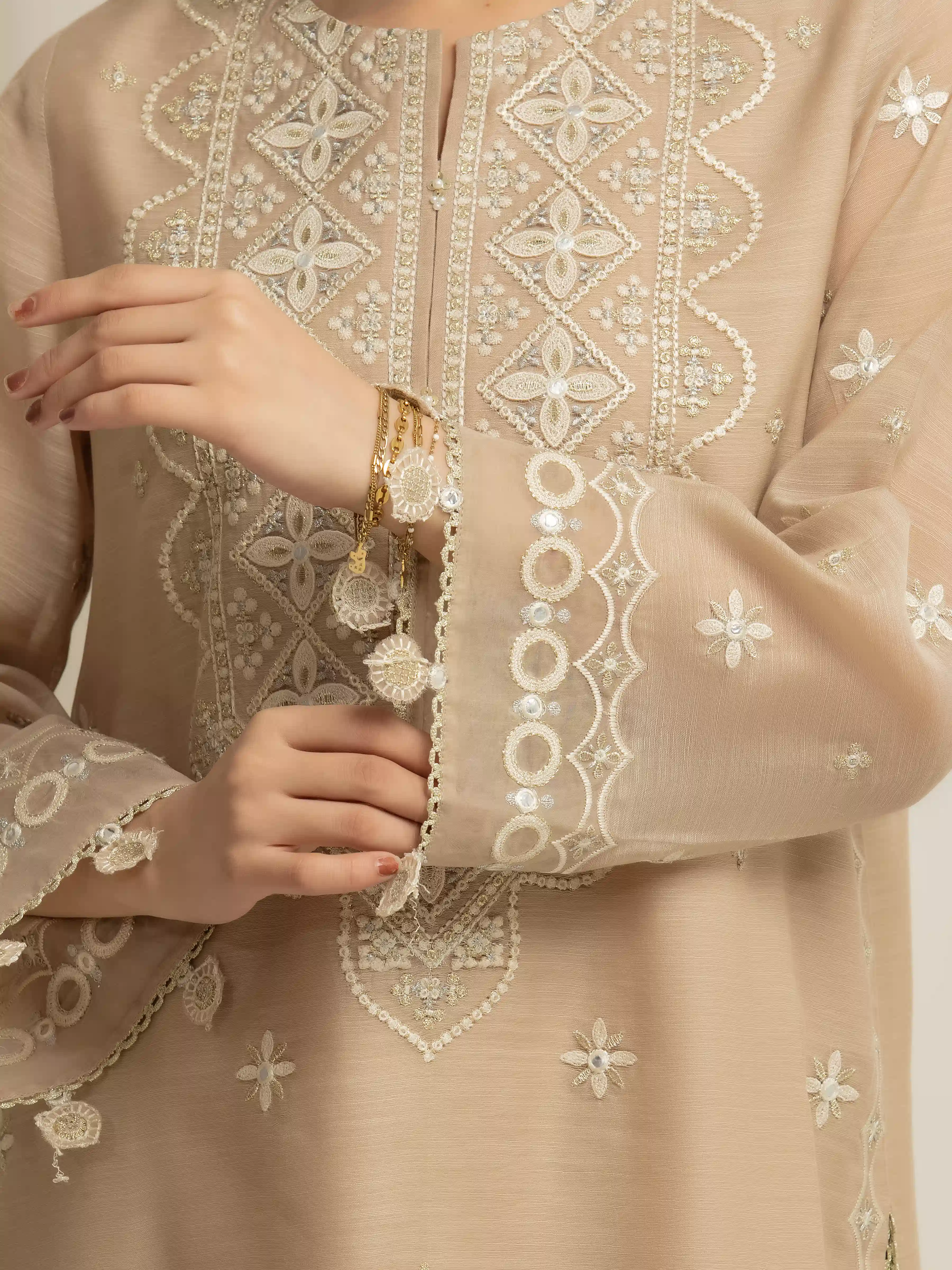 Embroidered Chanderi Suit - EWTKED5-84110-3P - Image 4