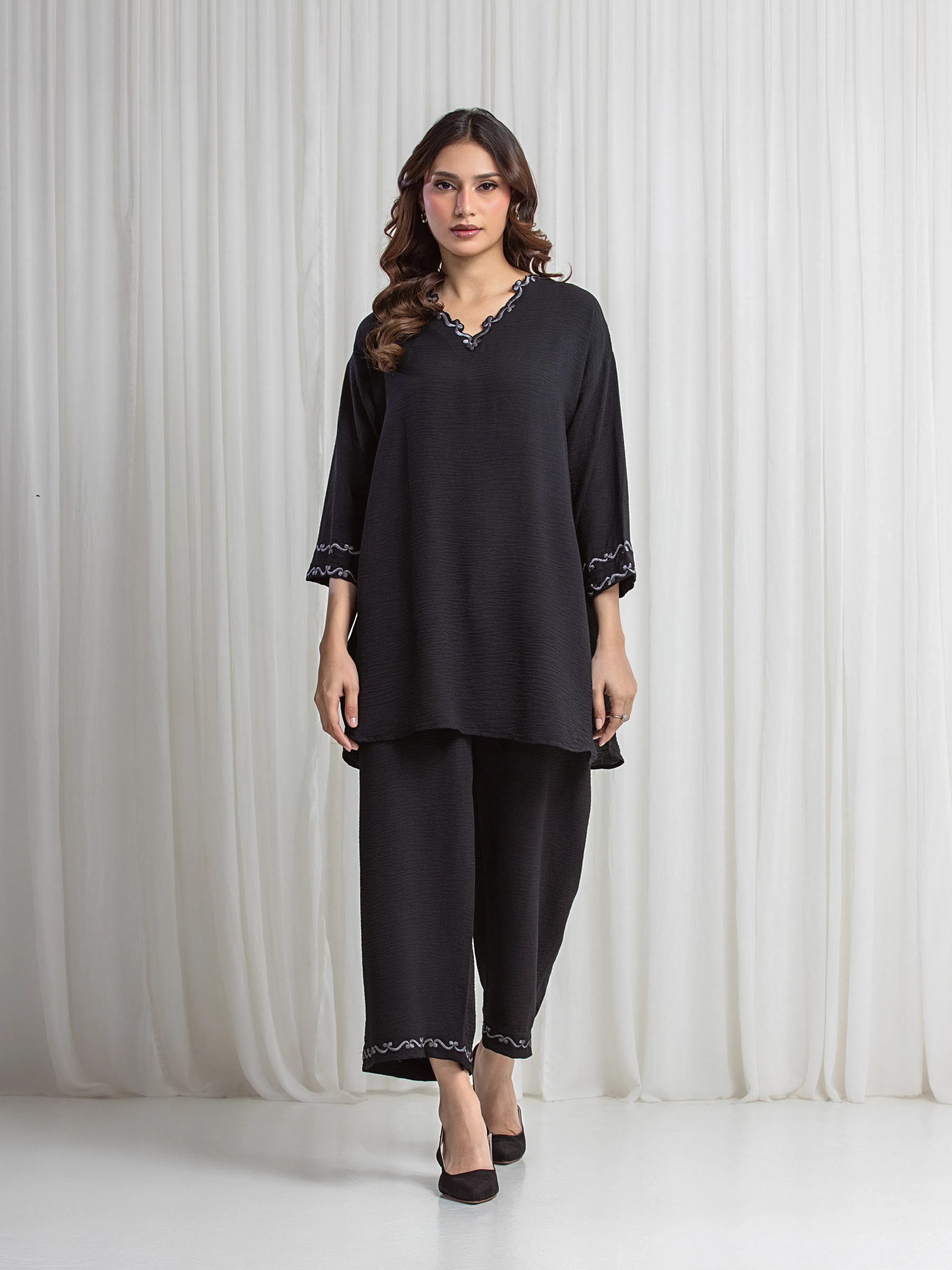 Embroidered Crepe Co-Ord Set - EWTKED6-86235ST