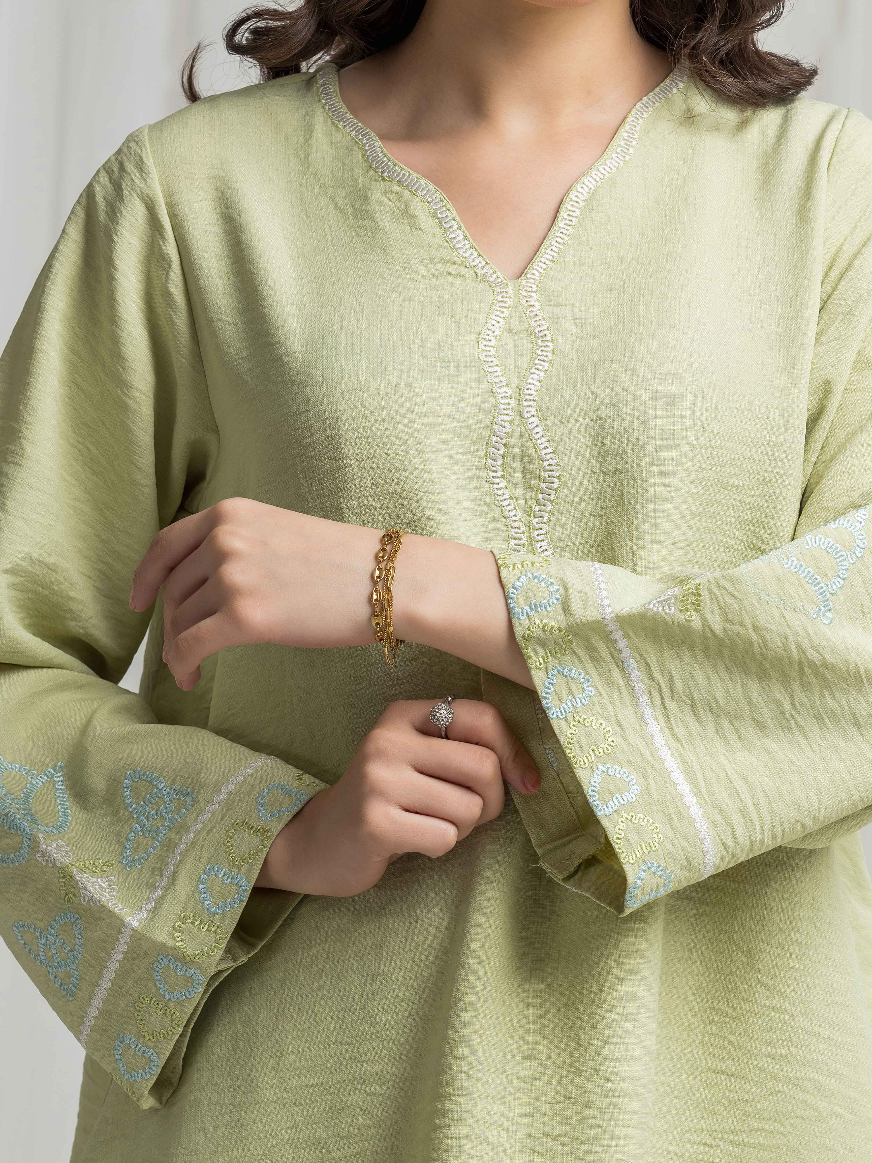 Embroidered Georgette Shirt Trouser - EWTKED6-86160ST - Image 4
