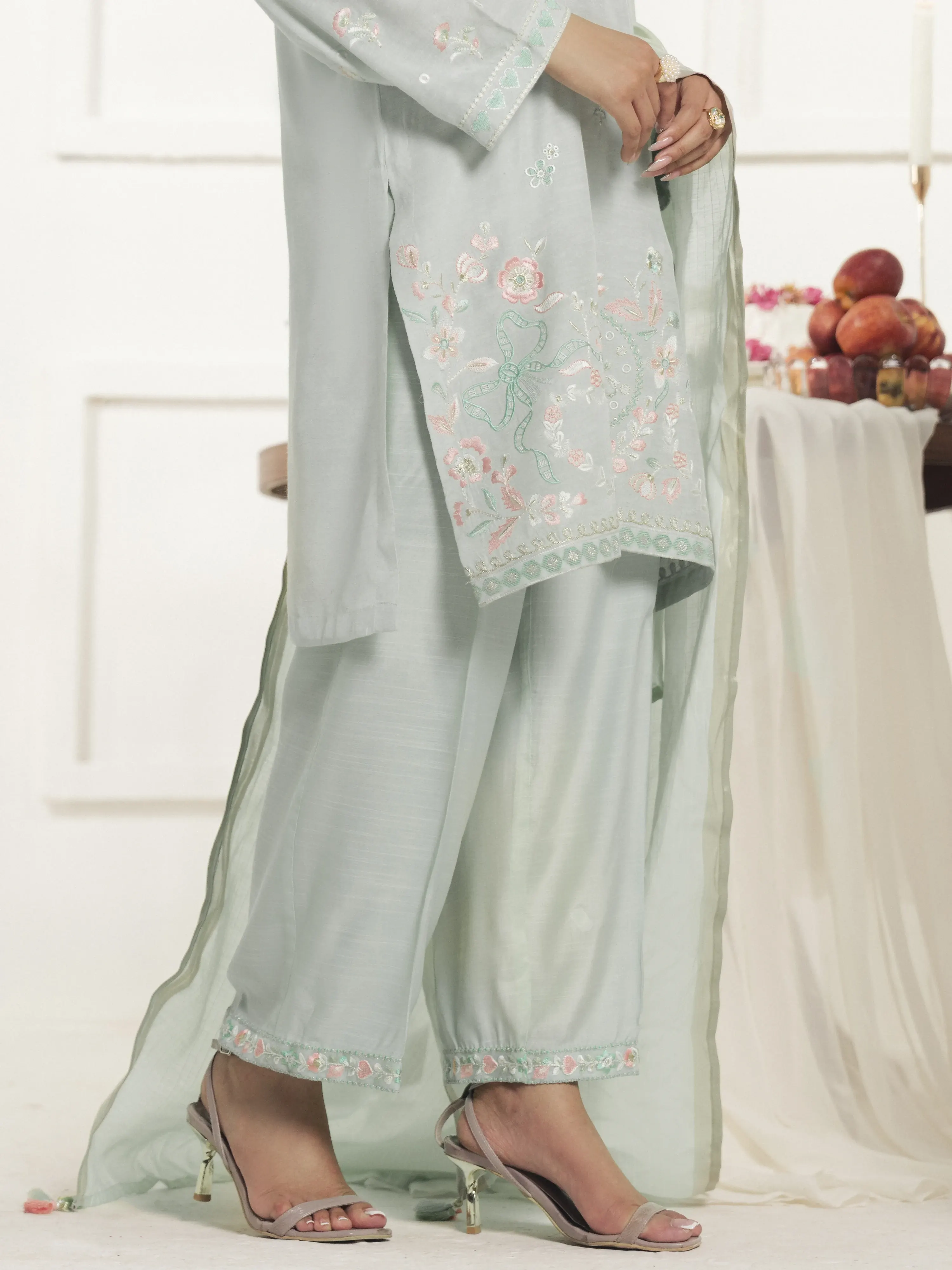 Embroidered Karandi Suit - EWTKED6-86080-3P - Image 5