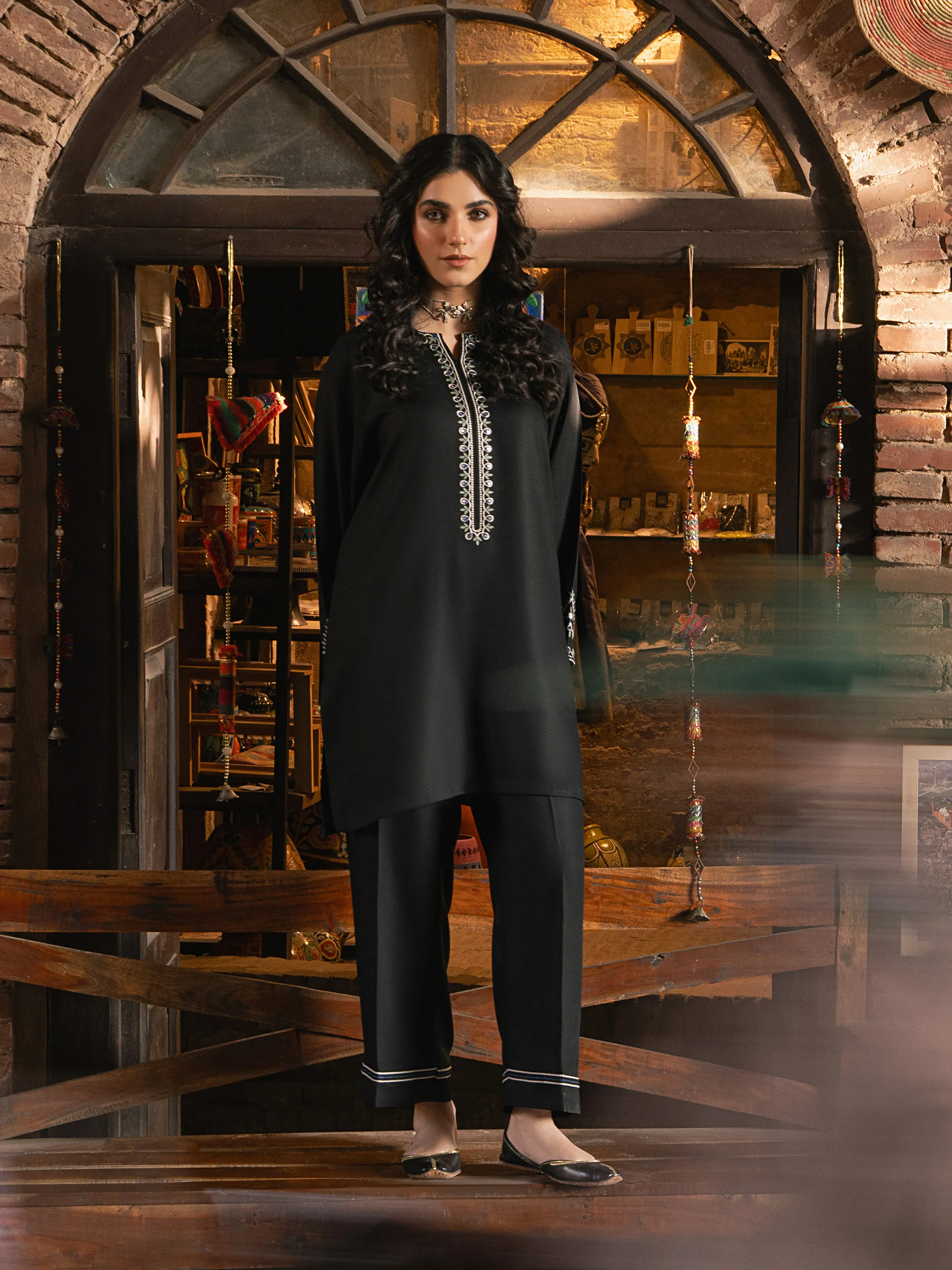 Embroidered Viscose Co-Ord Set - EWTKED5-84058ST - Image 6