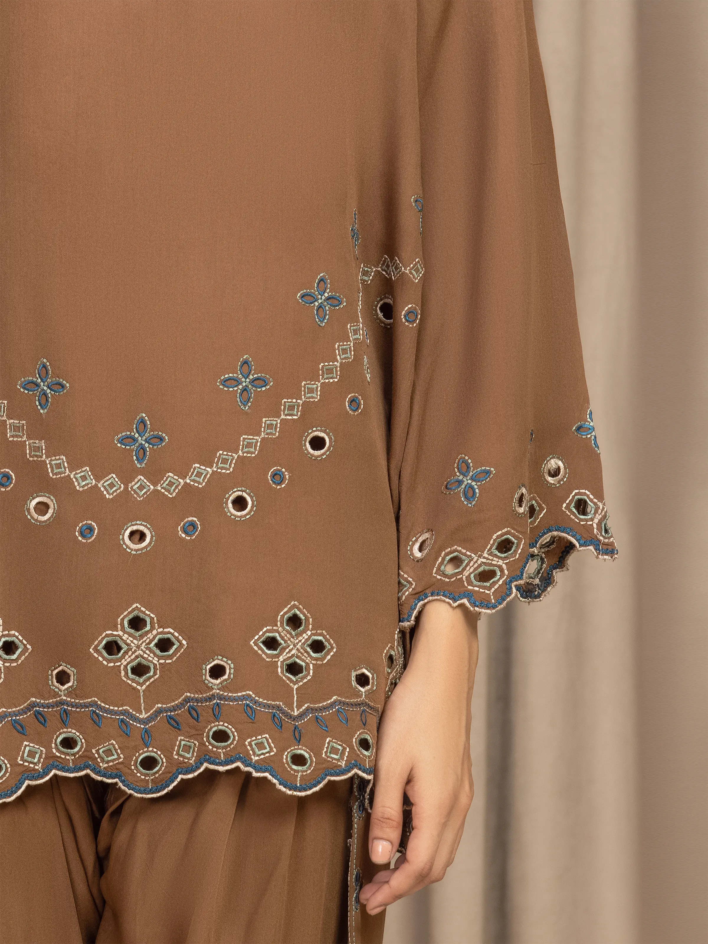 Embroidered Viscose Co-Ord Set - EWTKED5-84061ST - Image 3