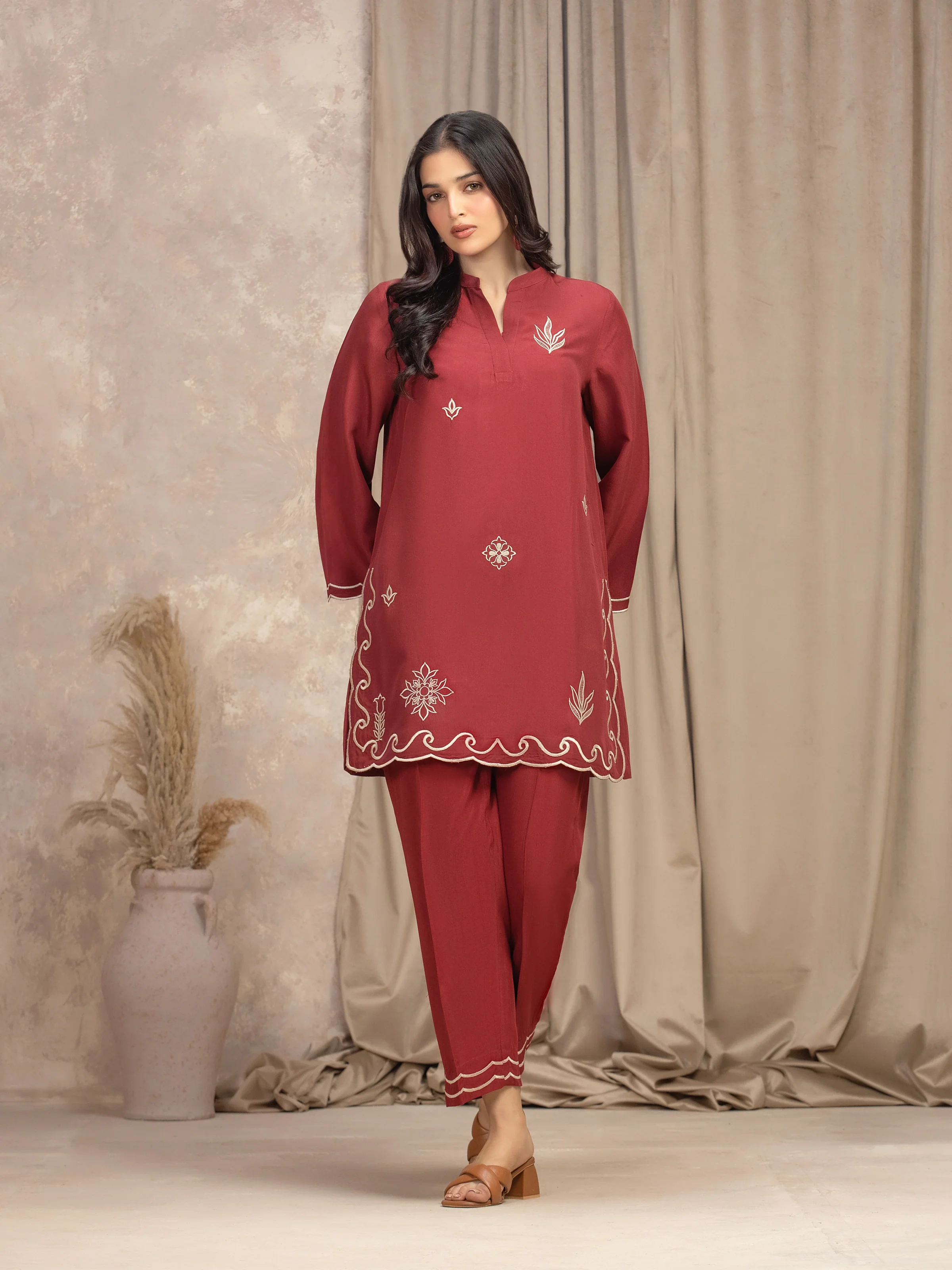 Embroidered Viscose Co-Ord Set - EWTKED5-84069ST