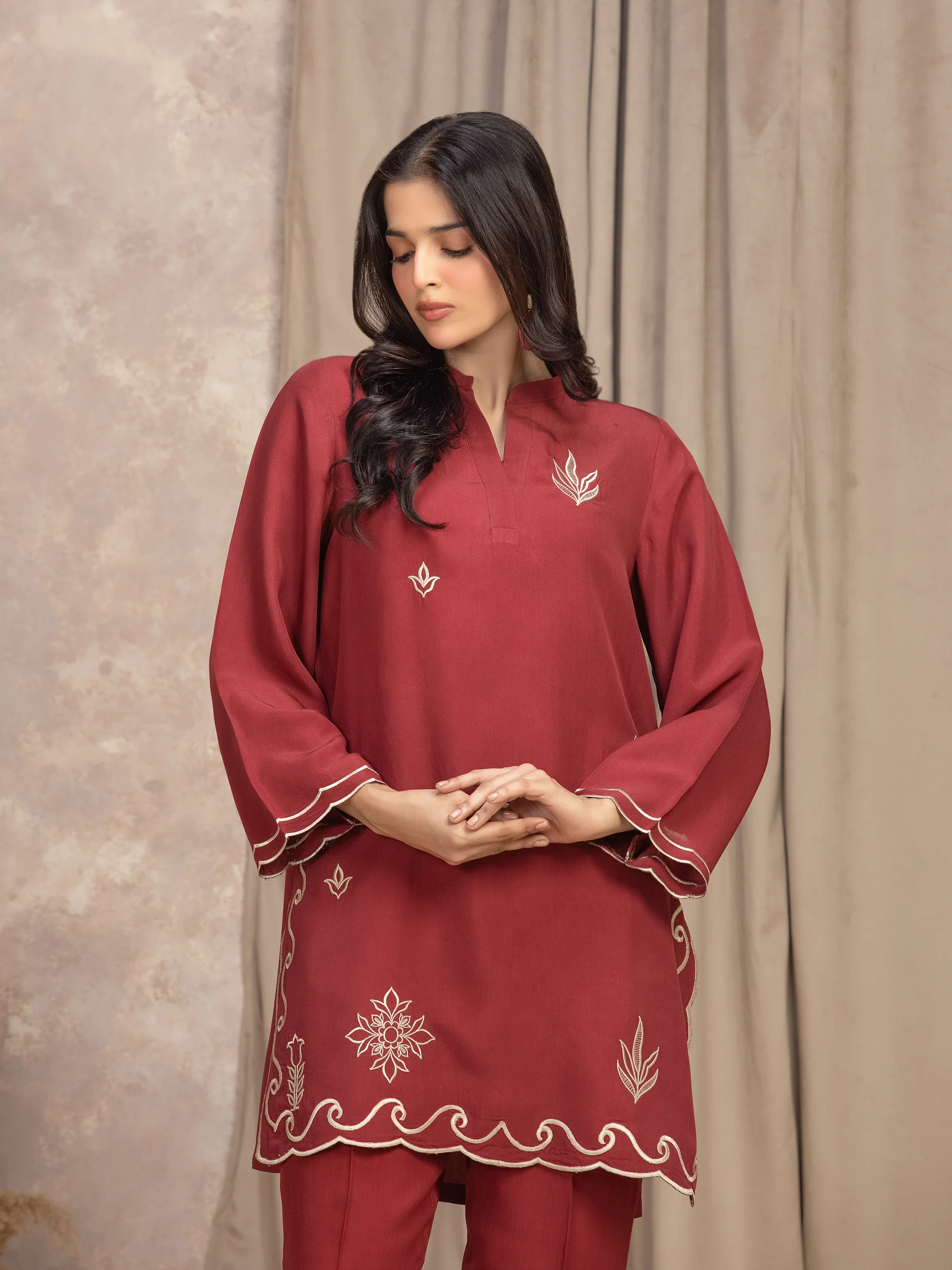 Embroidered Viscose Co-Ord Set - EWTKED5-84069ST - Image 2