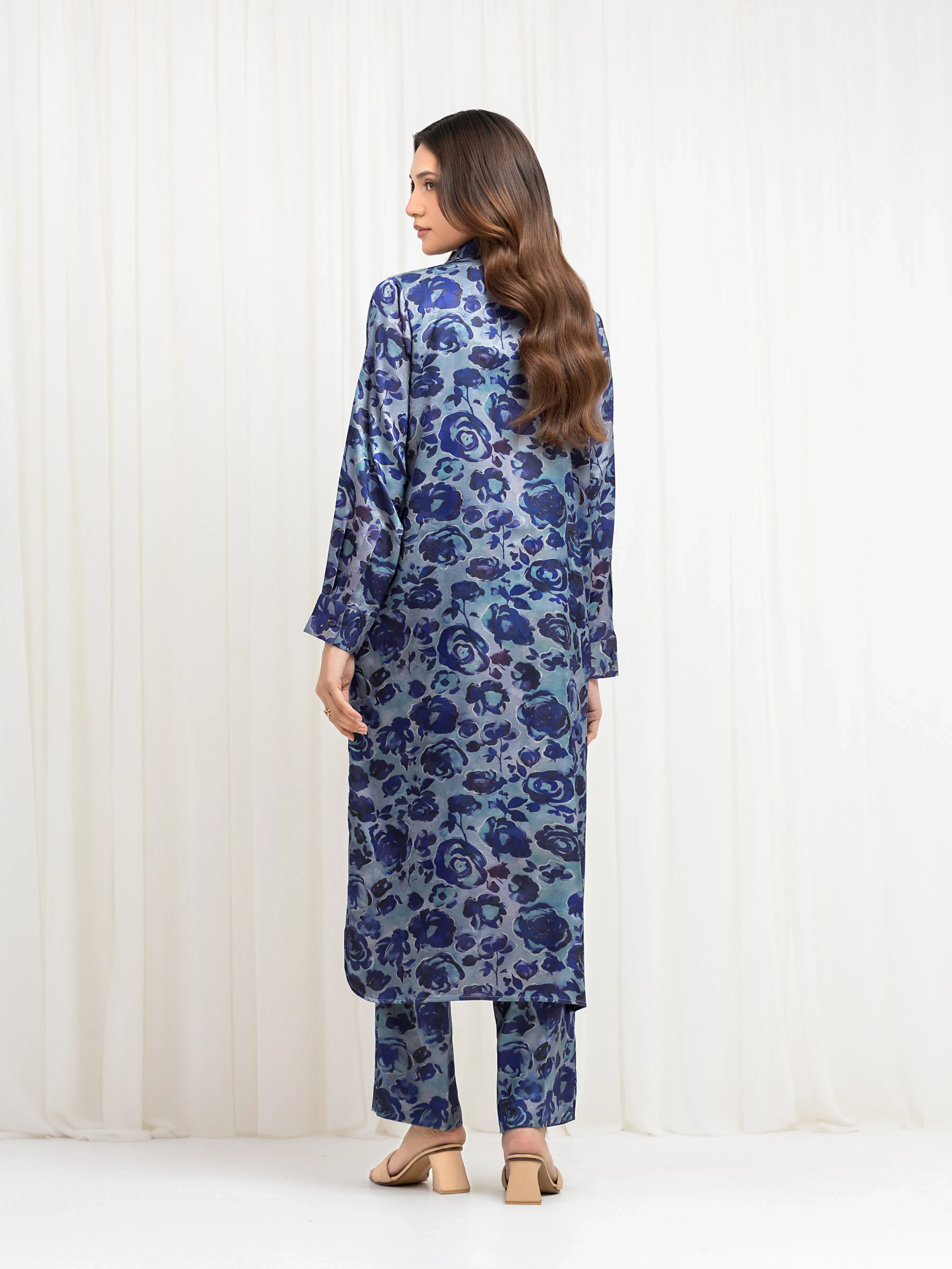 Printed Cotton Satin Co-Ord Set - EWTKP6-86148ST - Image 6