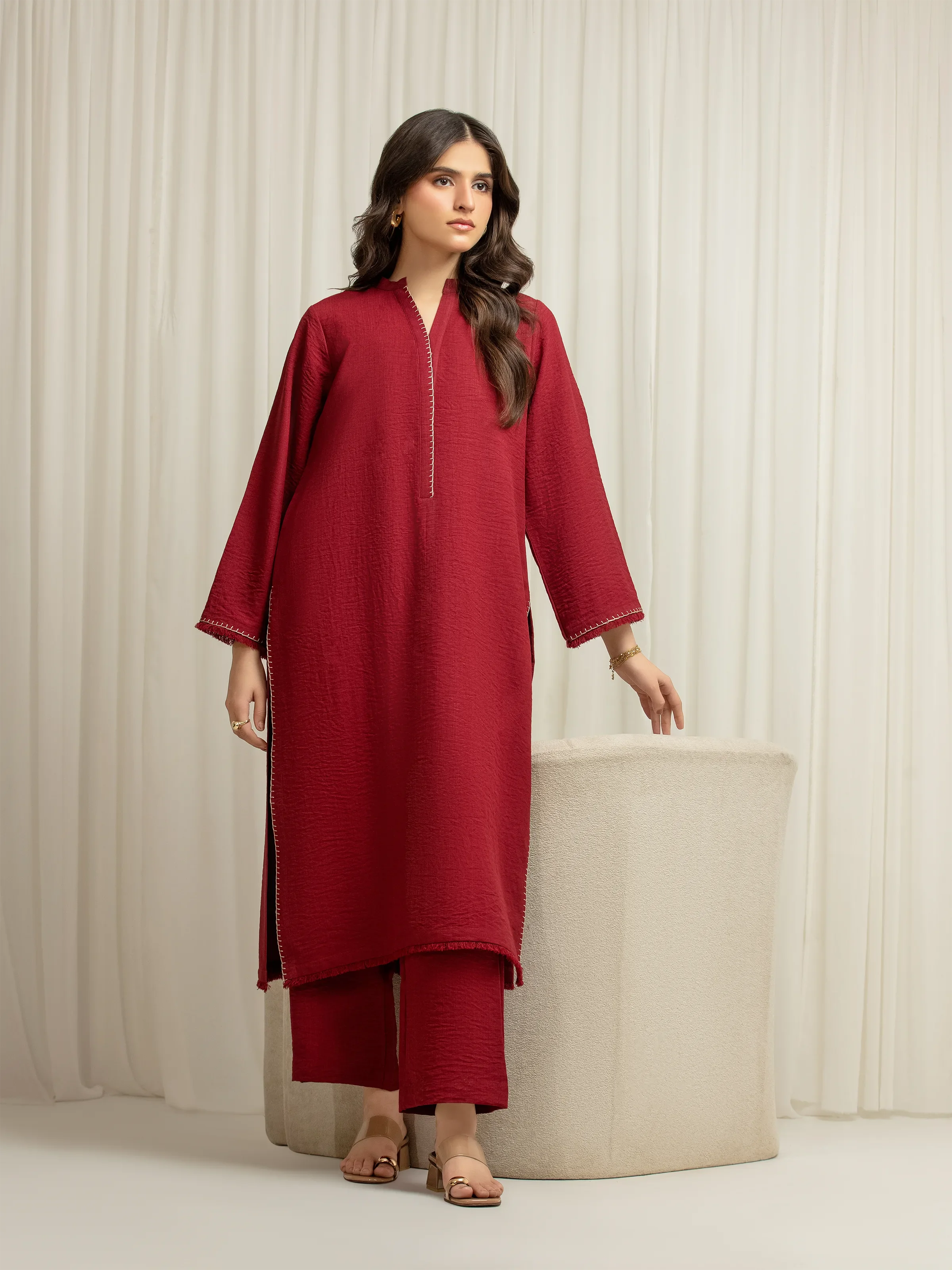 Solid Georgette Shirt Trouser - EWTKS6-86164ST