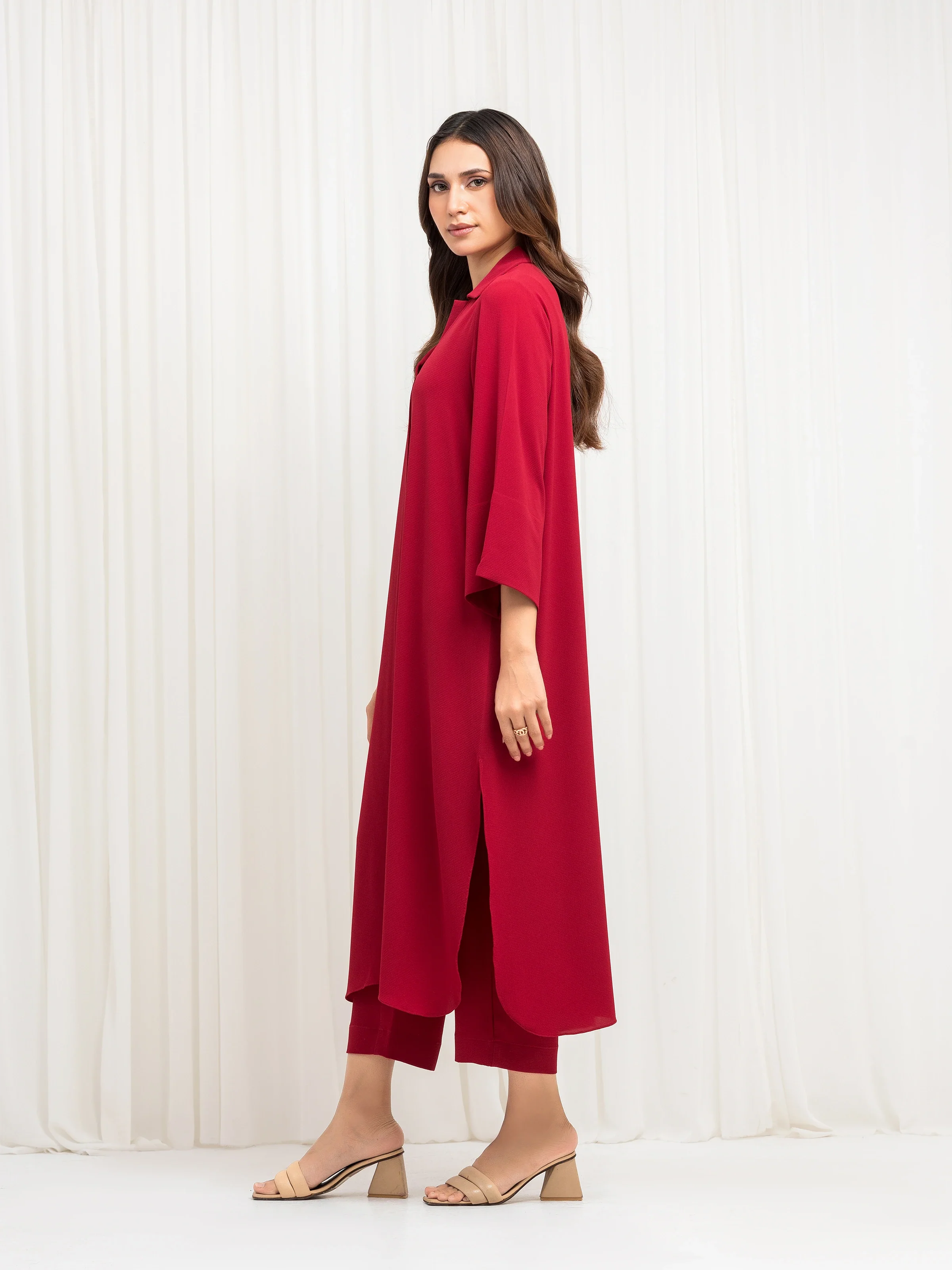 Solid Crepe Chiffon Co-Ord Set - EWTKS6-86101ST - Image 4