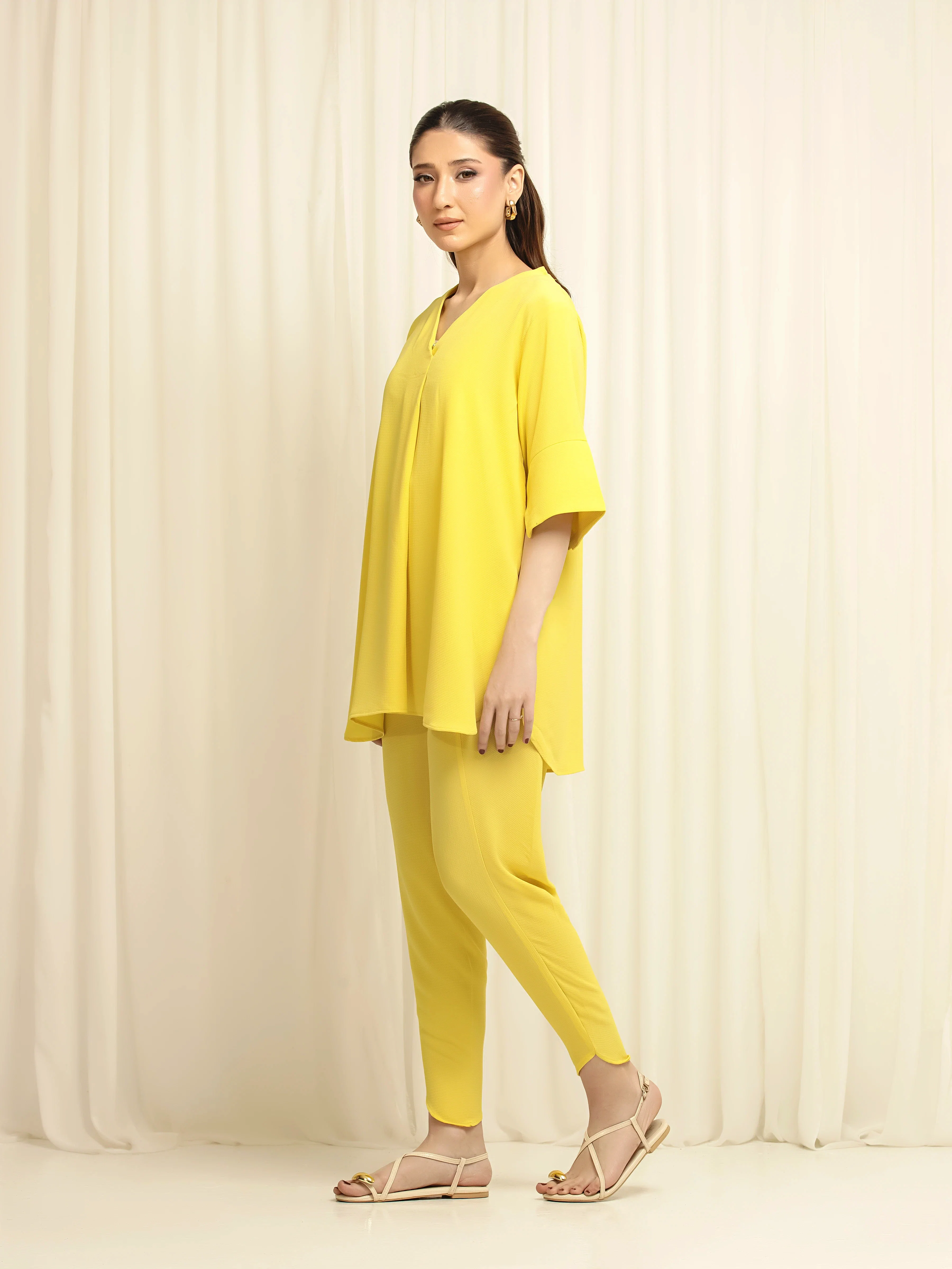 Solid Crepe Chiffon Co-Ord Set - EWTKS6-86105ST - Image 5
