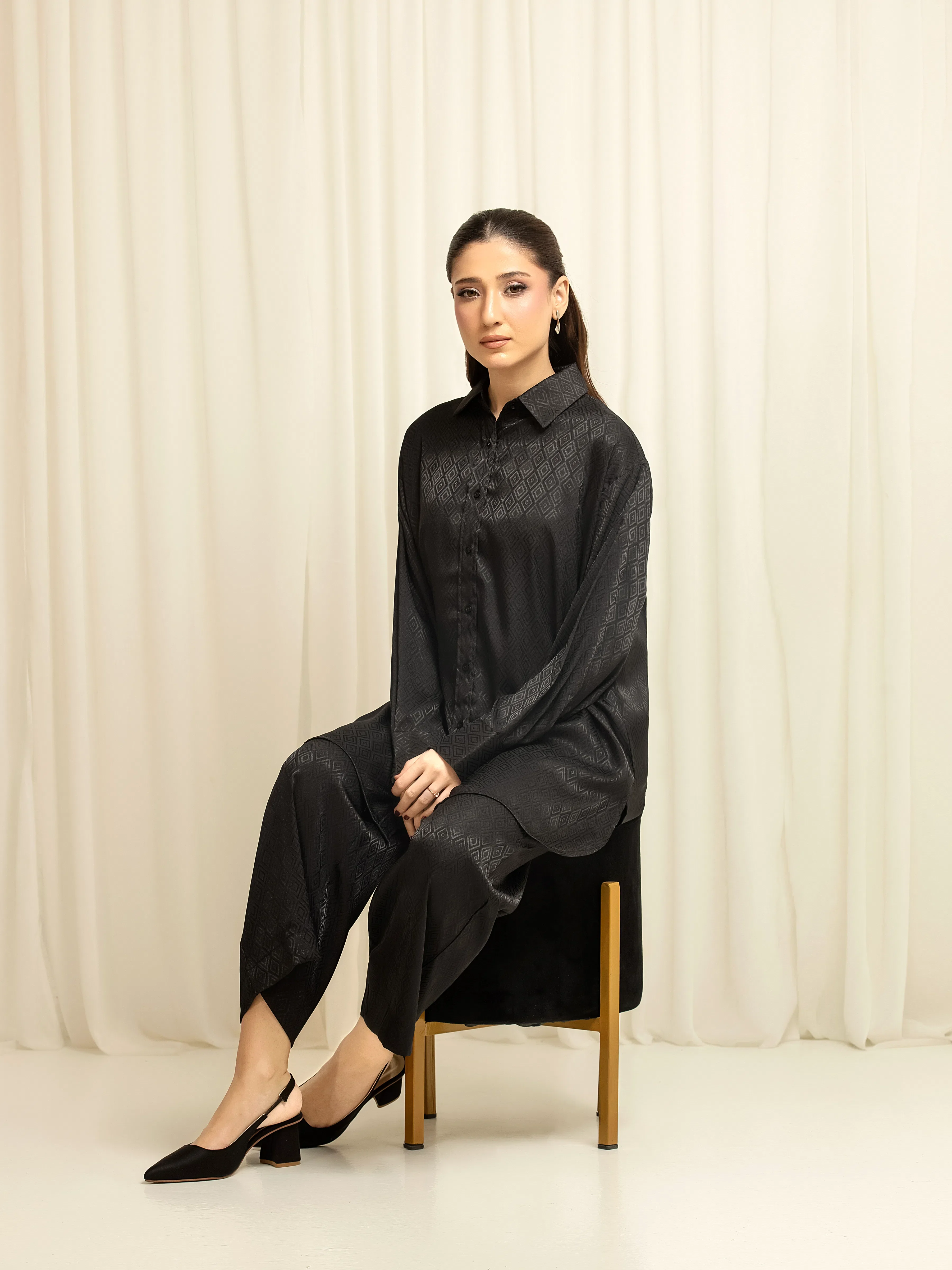 Solid Silk Co-Ord Set - EWTKS6-86168ST