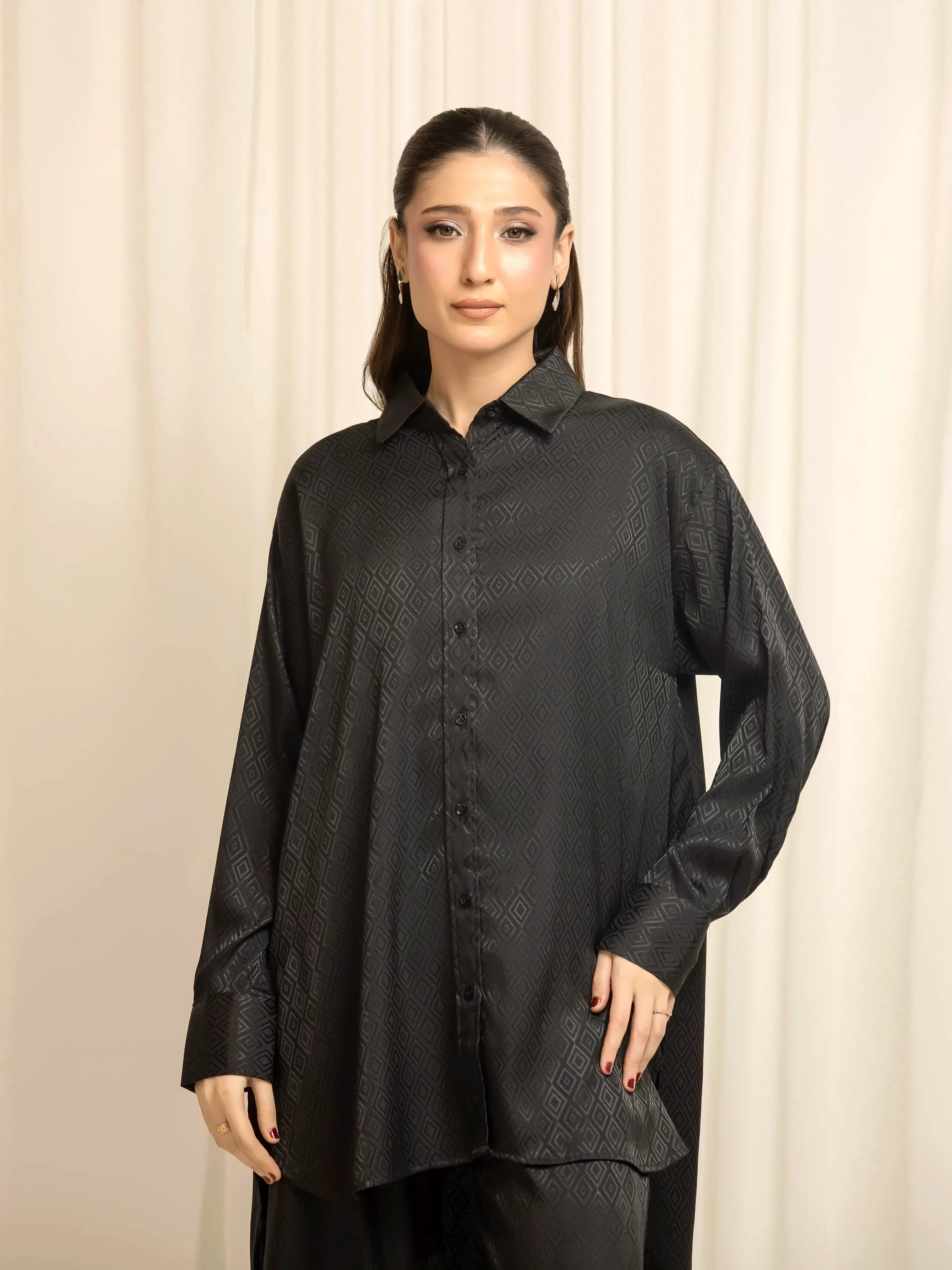 Solid Silk Co-Ord Set - EWTKS6-86168ST - Image 3