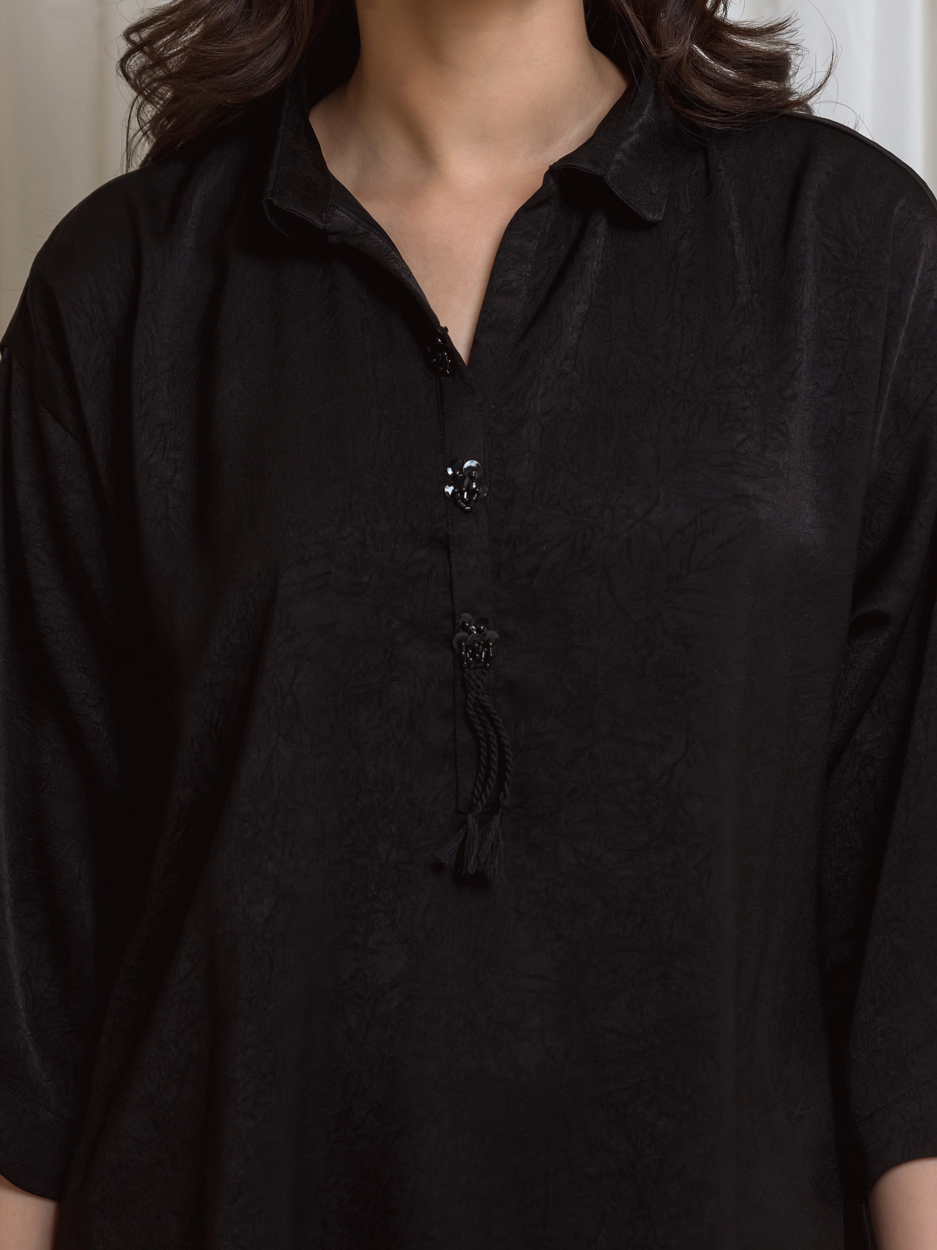 Solid Silk Co-Ord Set - EWTKS6-86169ST - Image 3