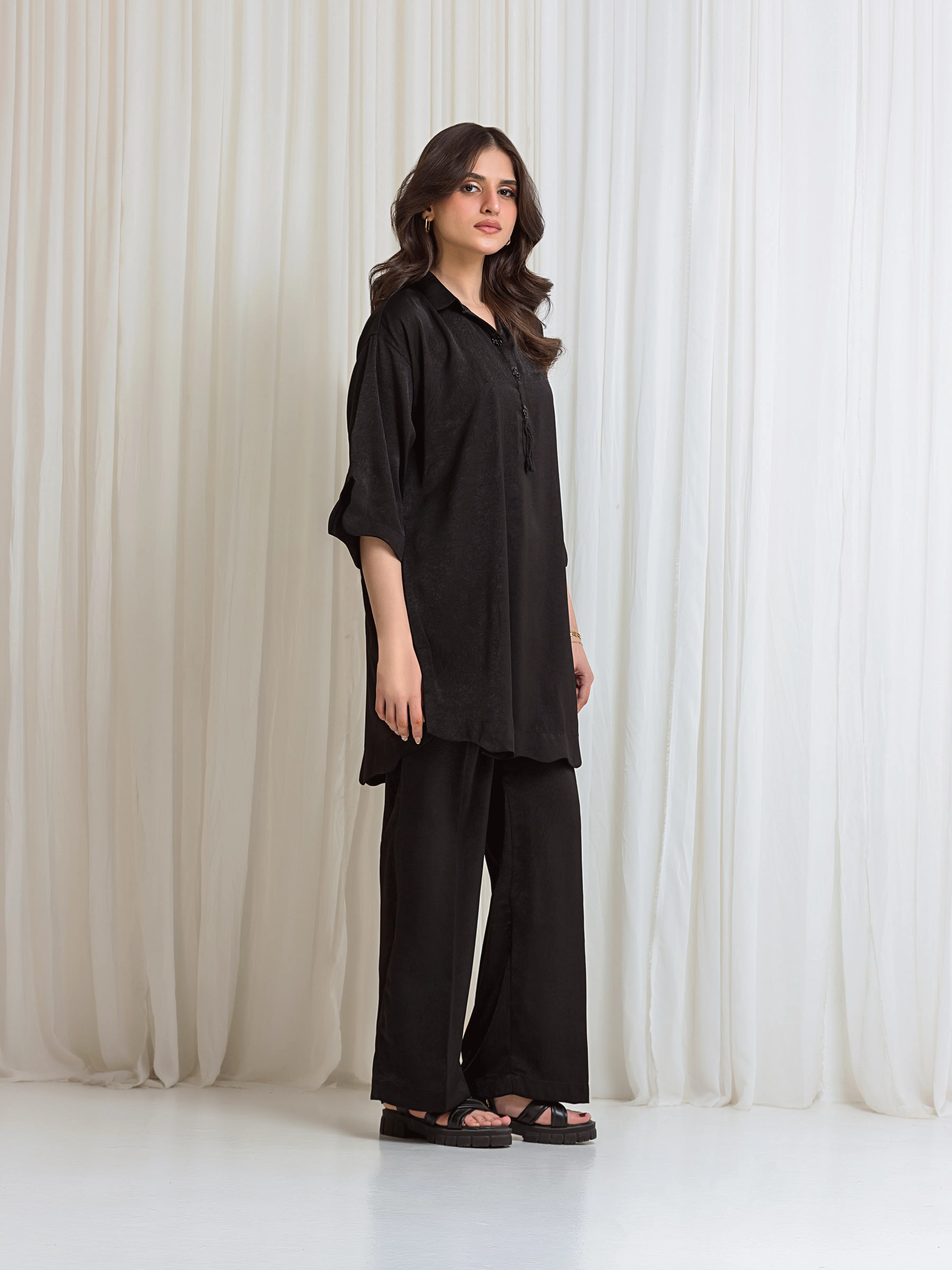 Solid Silk Co-Ord Set - EWTKS6-86169ST - Image 4
