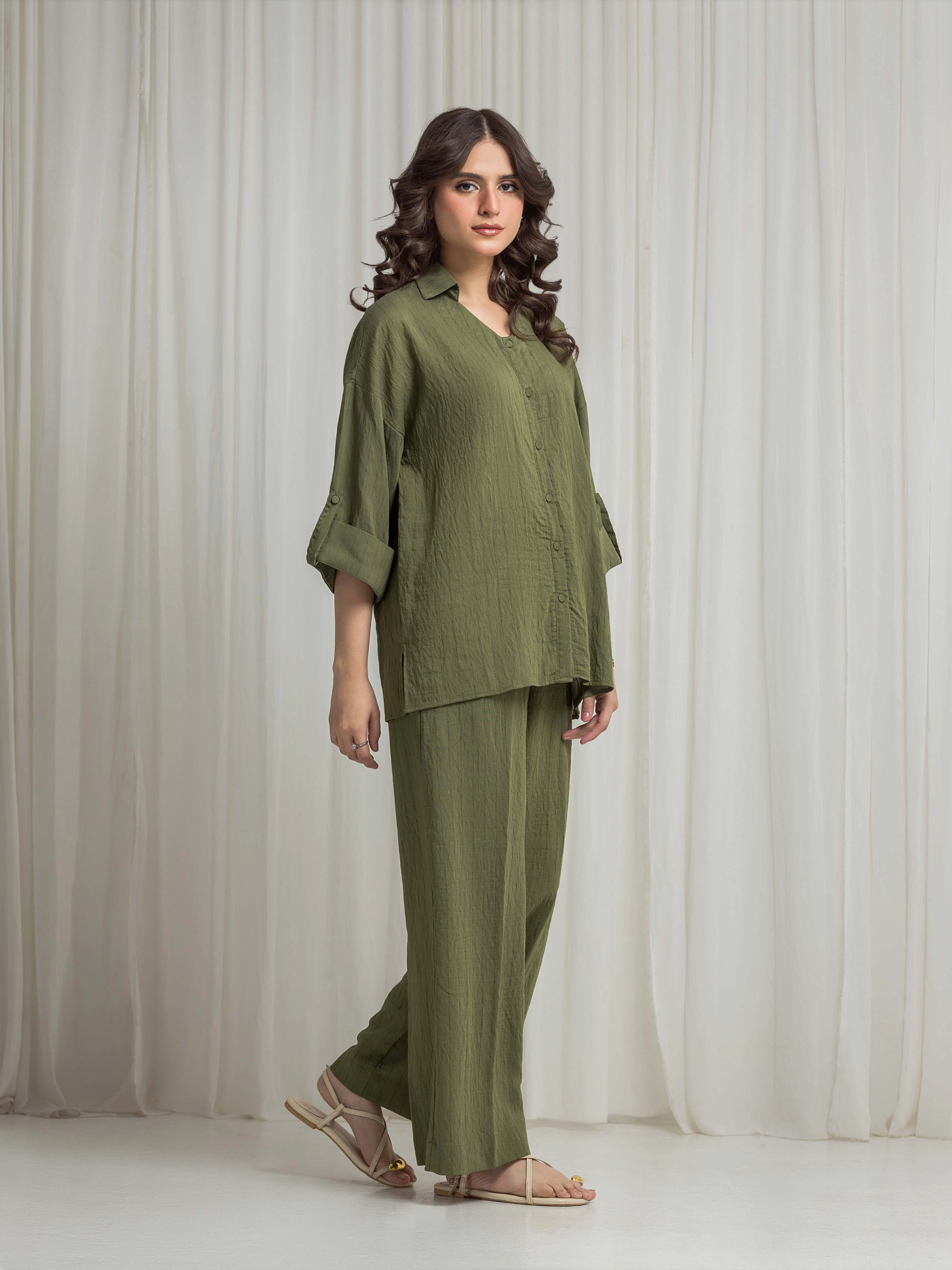 Solid Viscose Co-Ord Set - EWTKS6-86255ST - Image 5