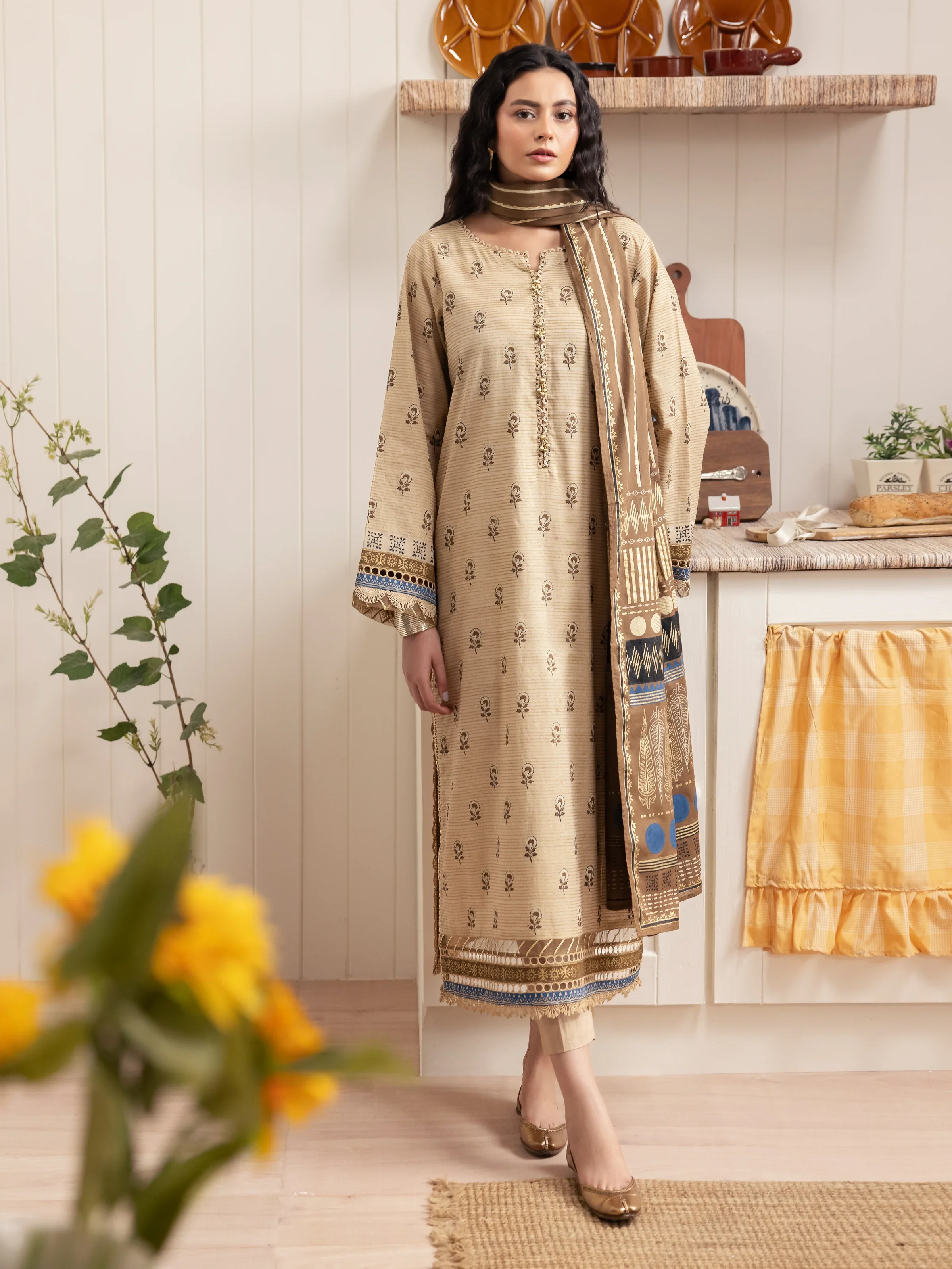 Block Print Cambric Suit - EWU24M1-049