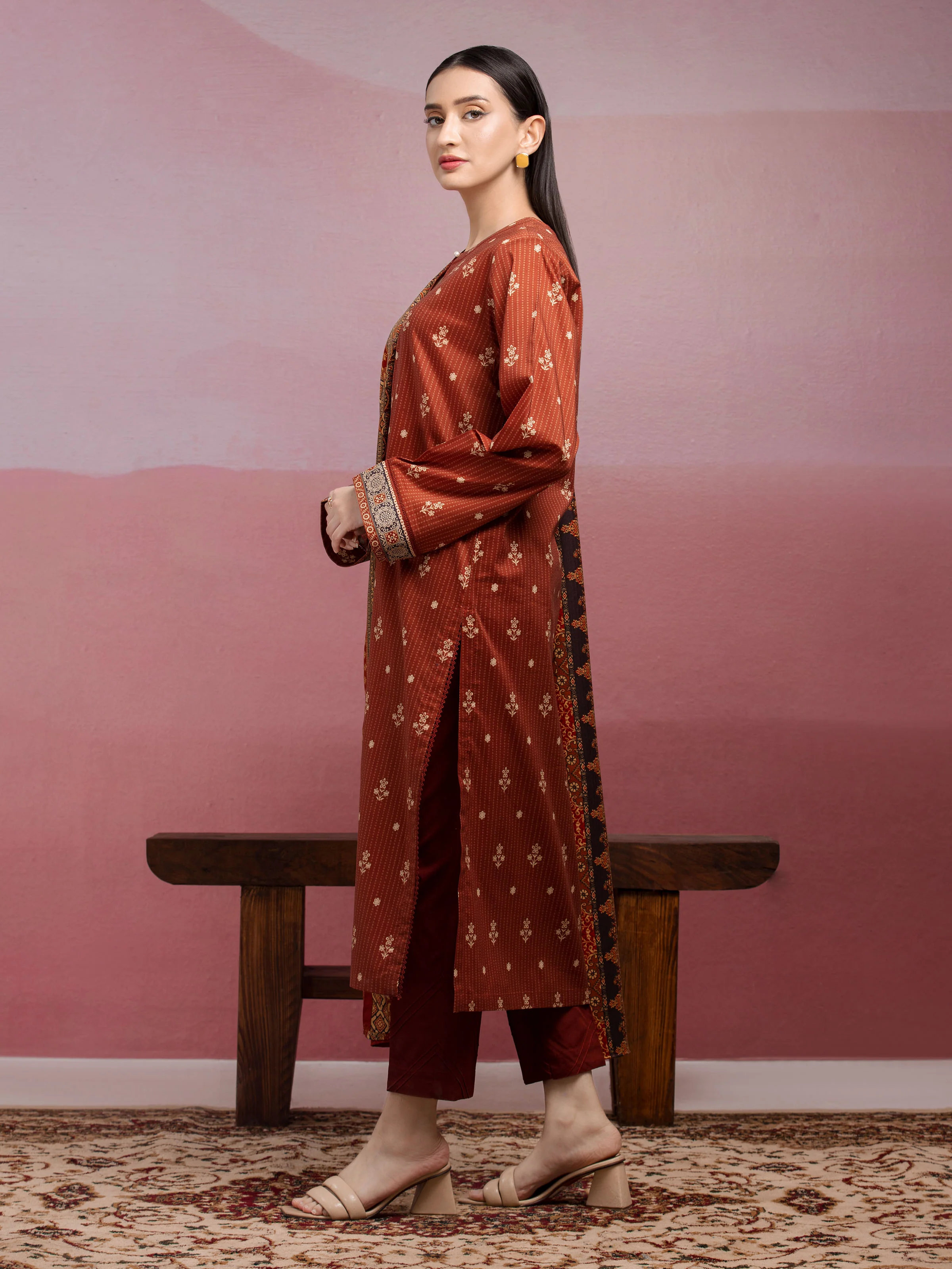 Printed Khaddar Shirt - EWU5M3-116S - Image 5