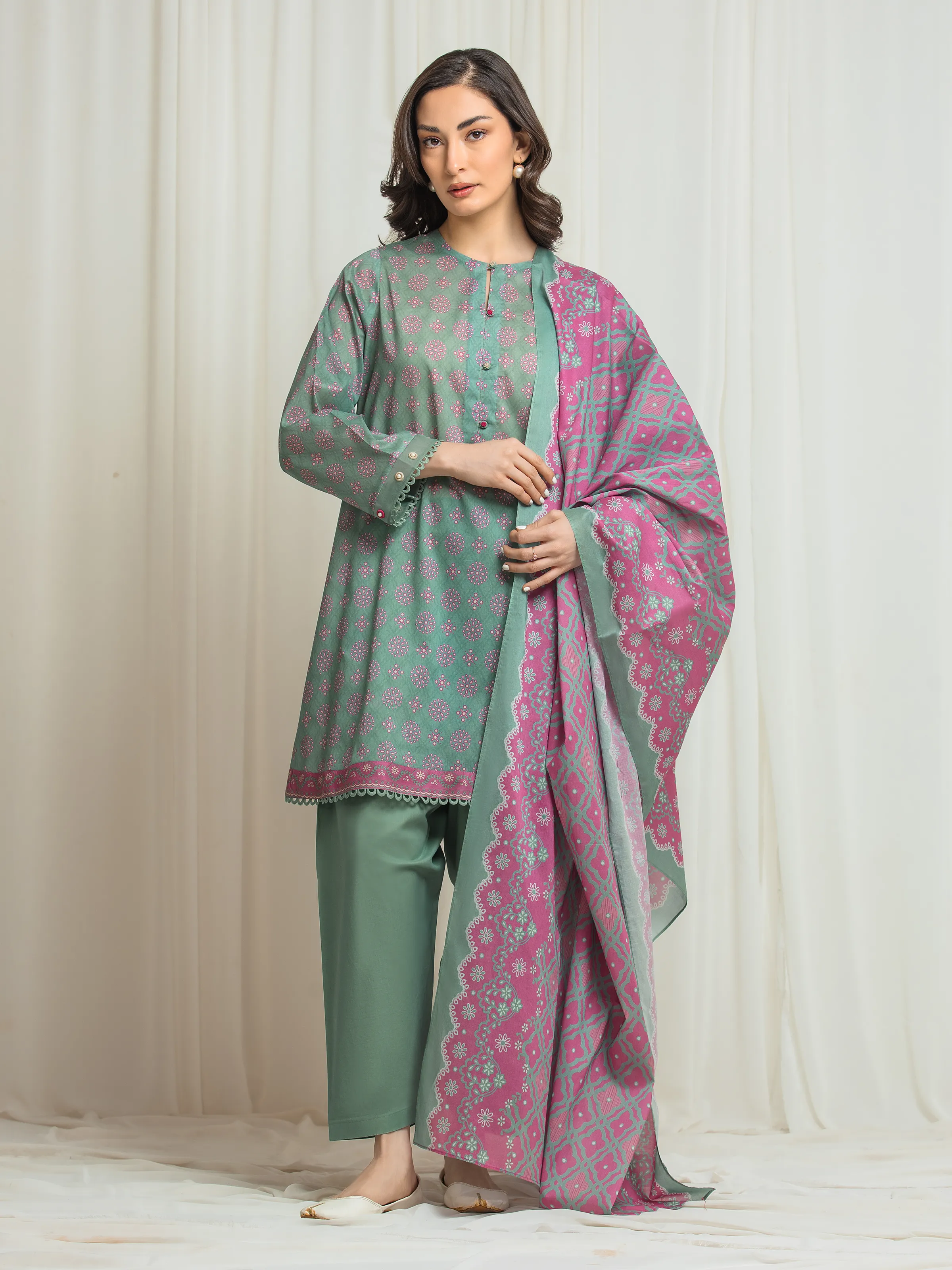 Printed Lawn Shirt Dupatta - EWU6A1-36540SD