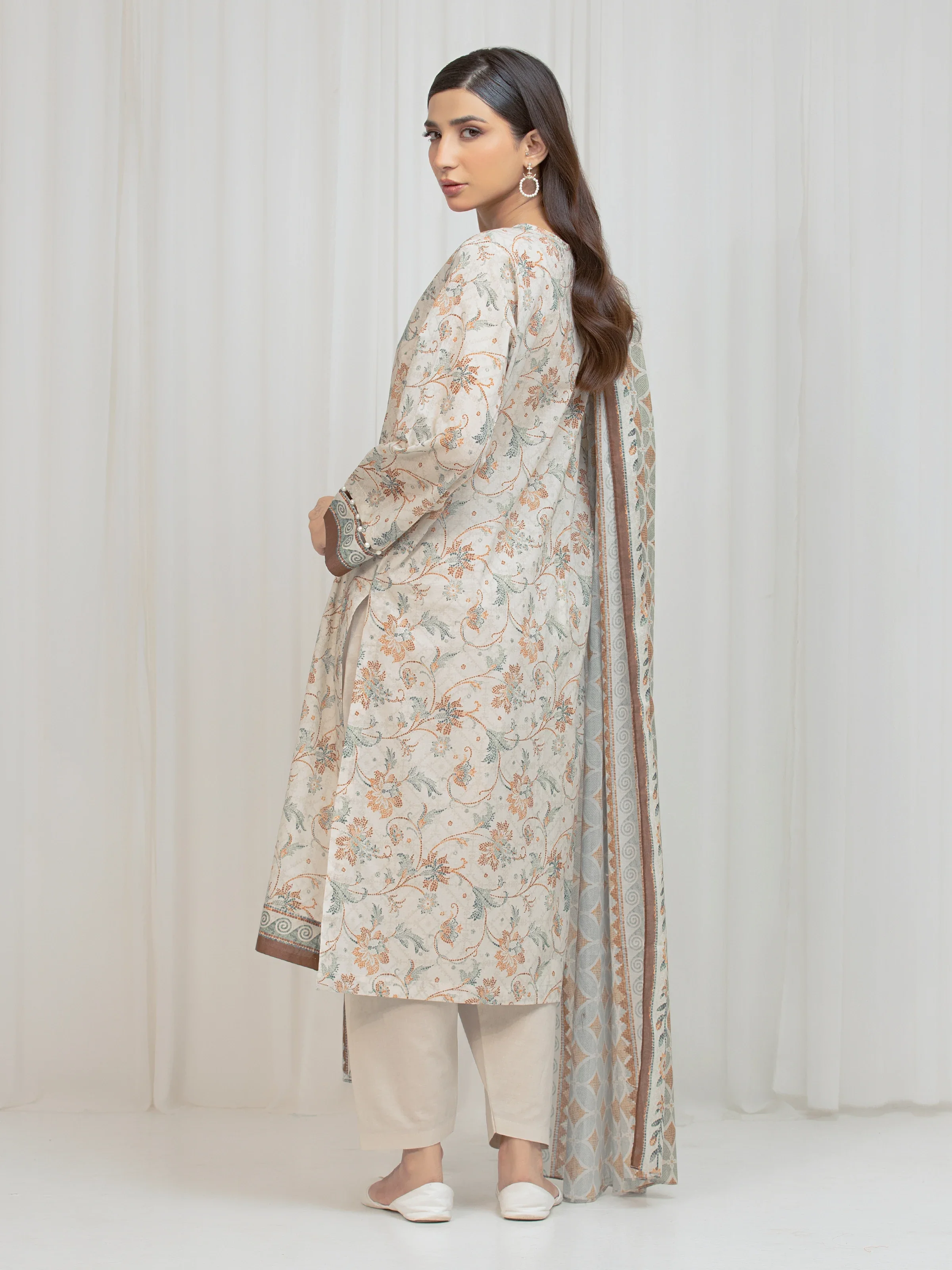 Printed Lawn Suit - EWU6A1-36677-3P - Image 5