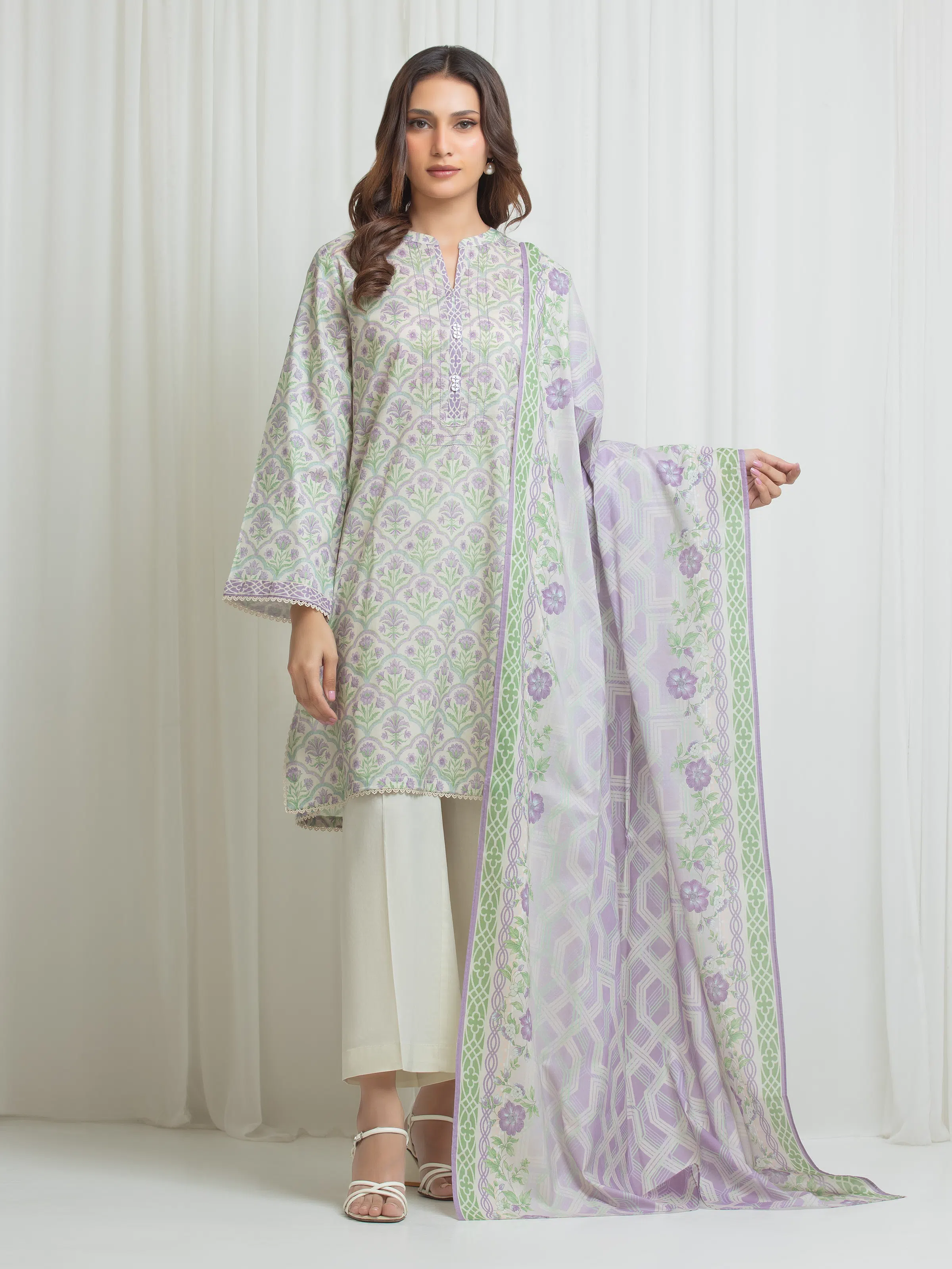 Printed Lawn Suit - EWU6A1-36703-3P