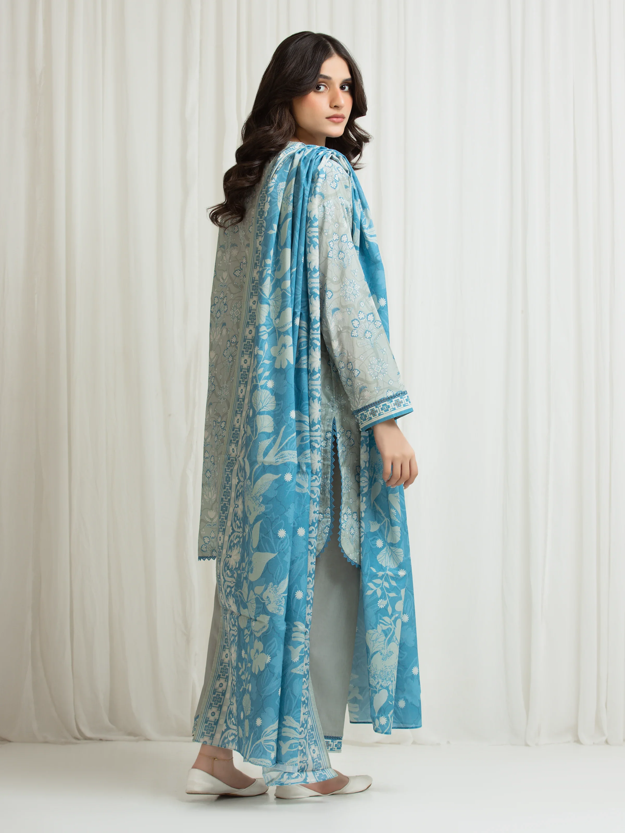 Printed Lawn Suit - EWU6A1-36711-3P - Image 6