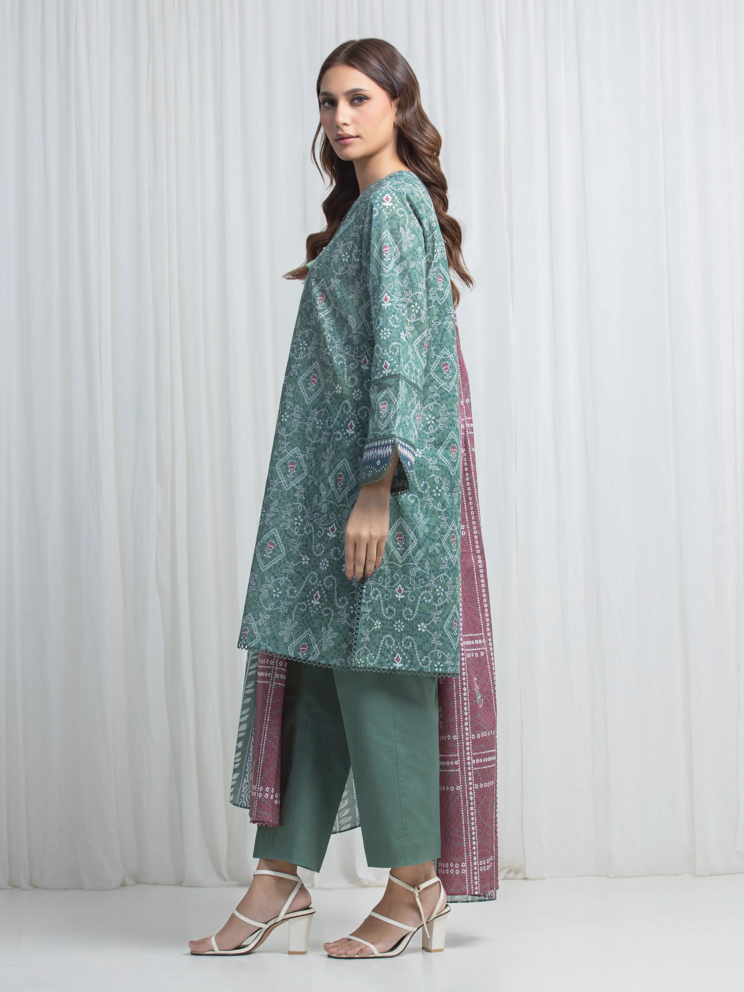 Printed Lawn Suit - EWU6A1-36865-3P - Image 5