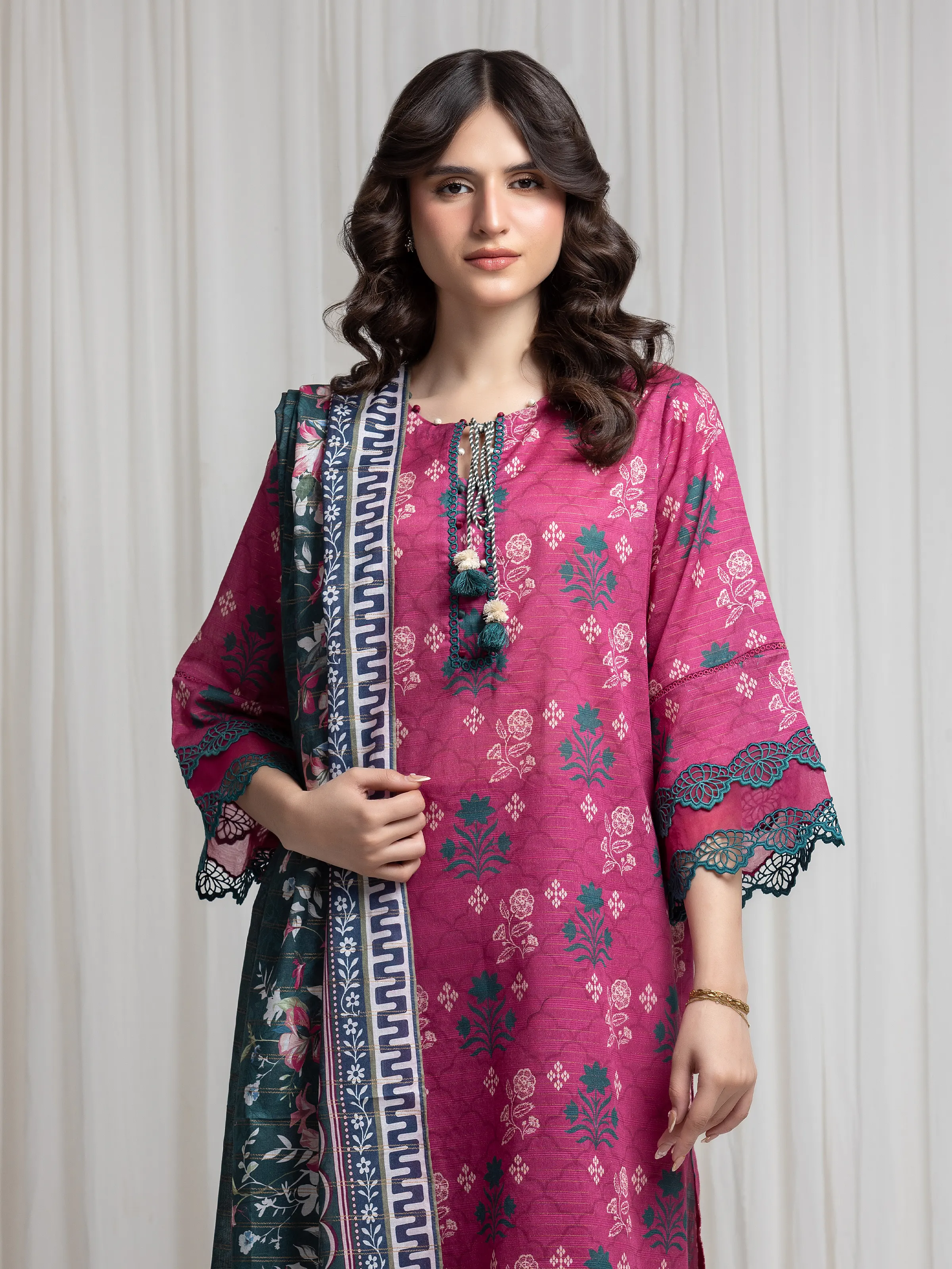 Printed Zari Lawn Suit - EWU6M6-059-3P - Image 2