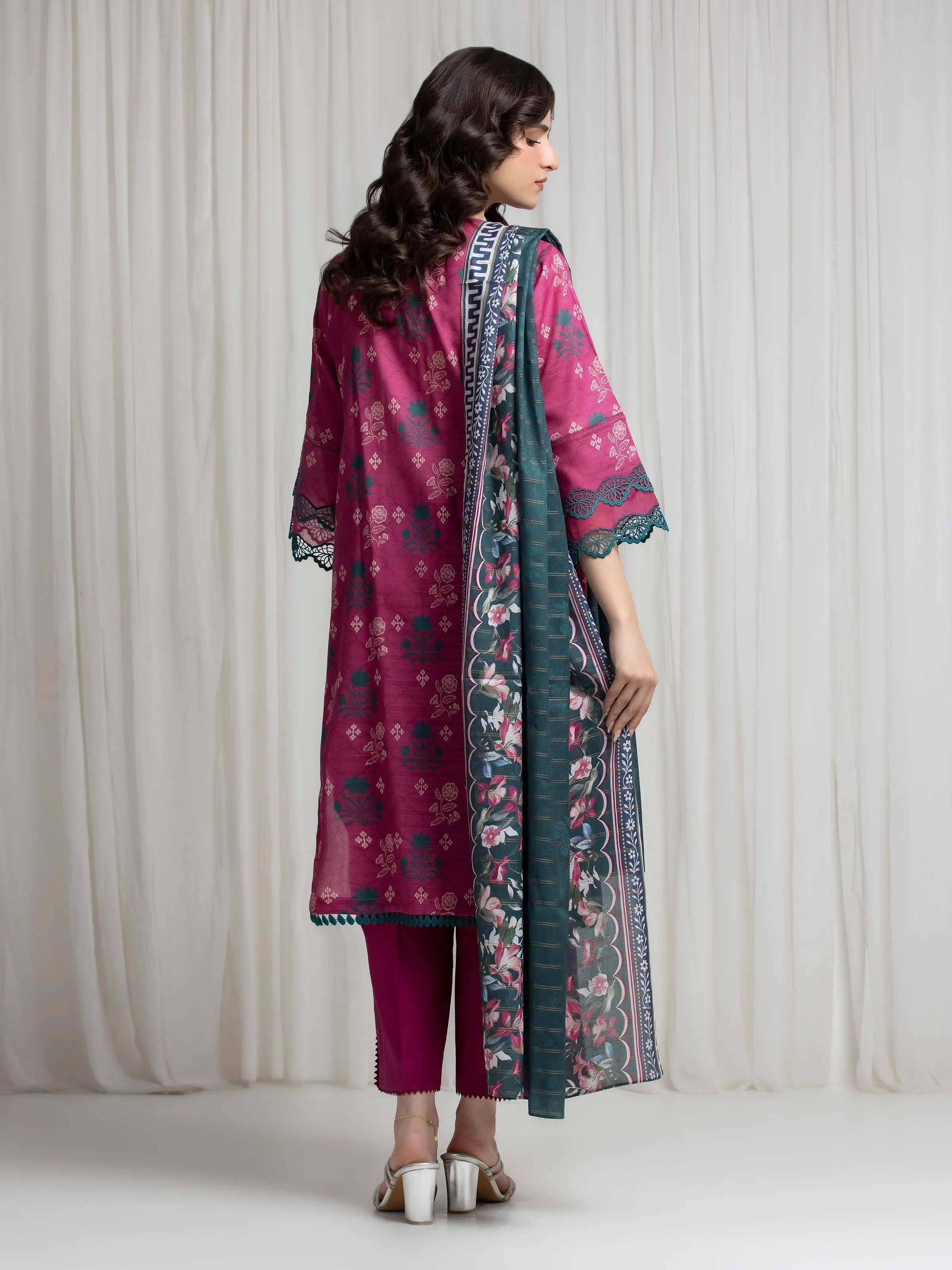 Printed Zari Lawn Suit - EWU6M6-059-3P - Image 6