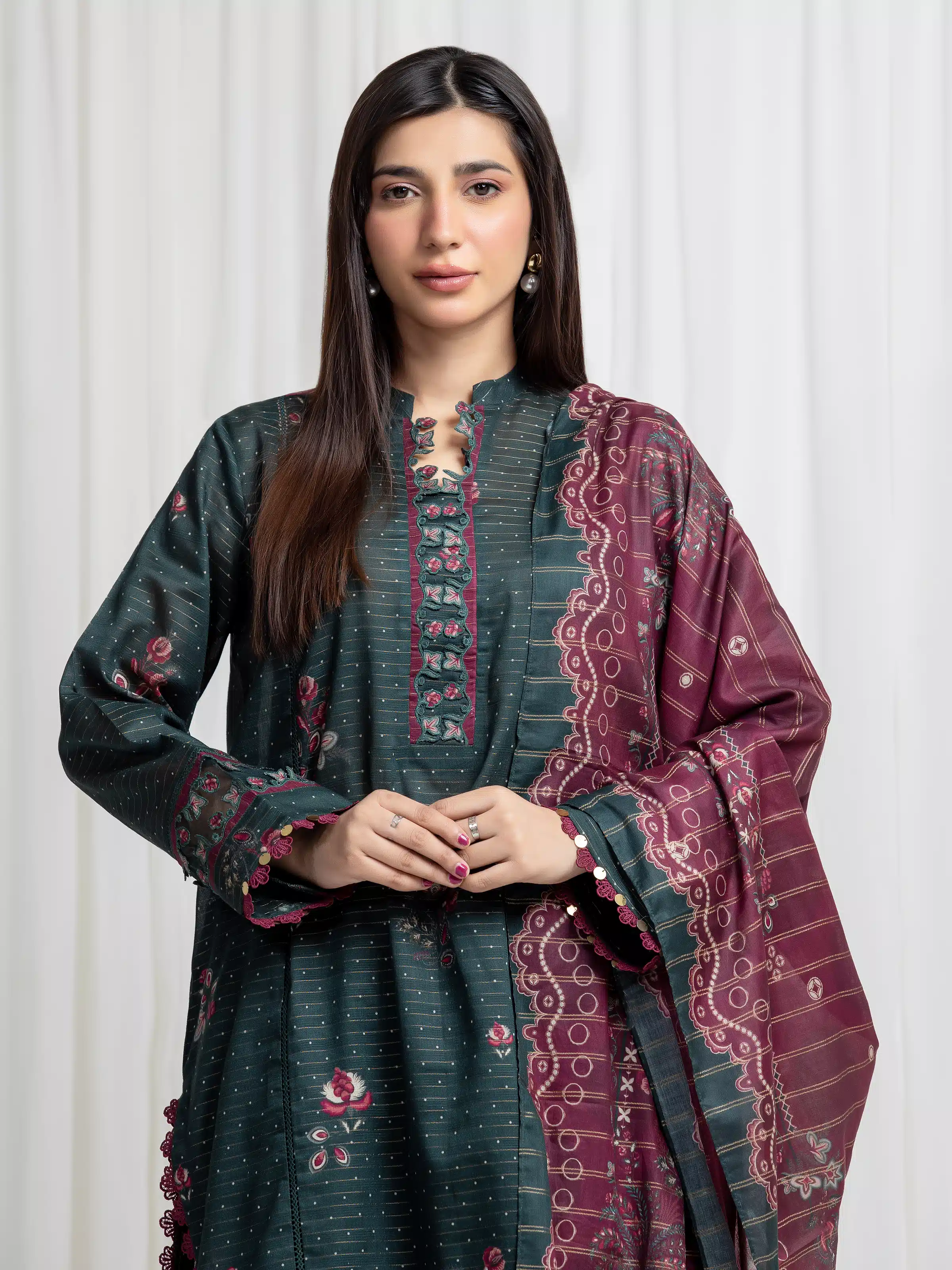 Printed Zari Lawn Suit - EWU6M6-072-3P - Image 2