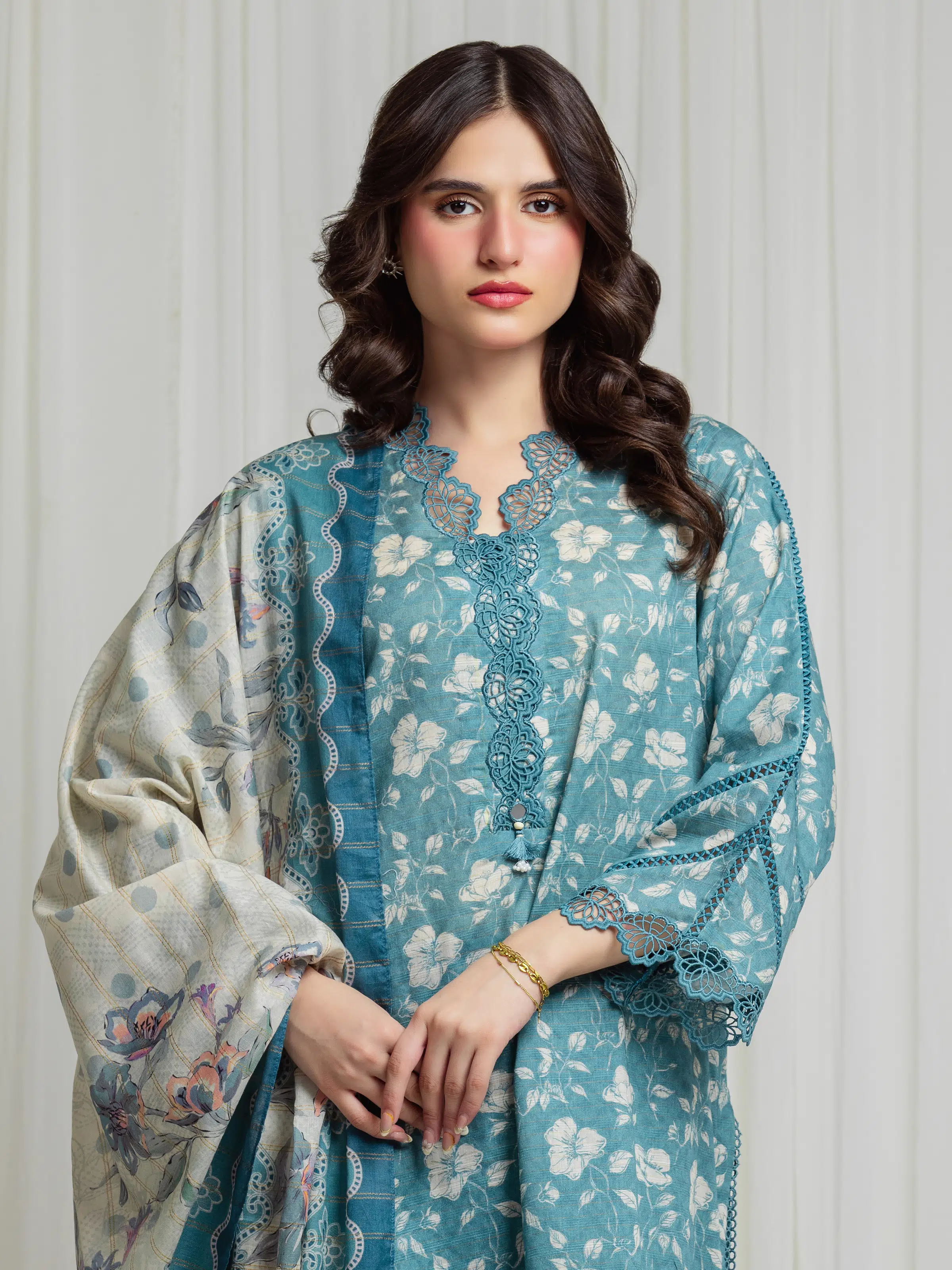 Printed Zari Lawn Suit - EWU6M6-097-3P - Image 2