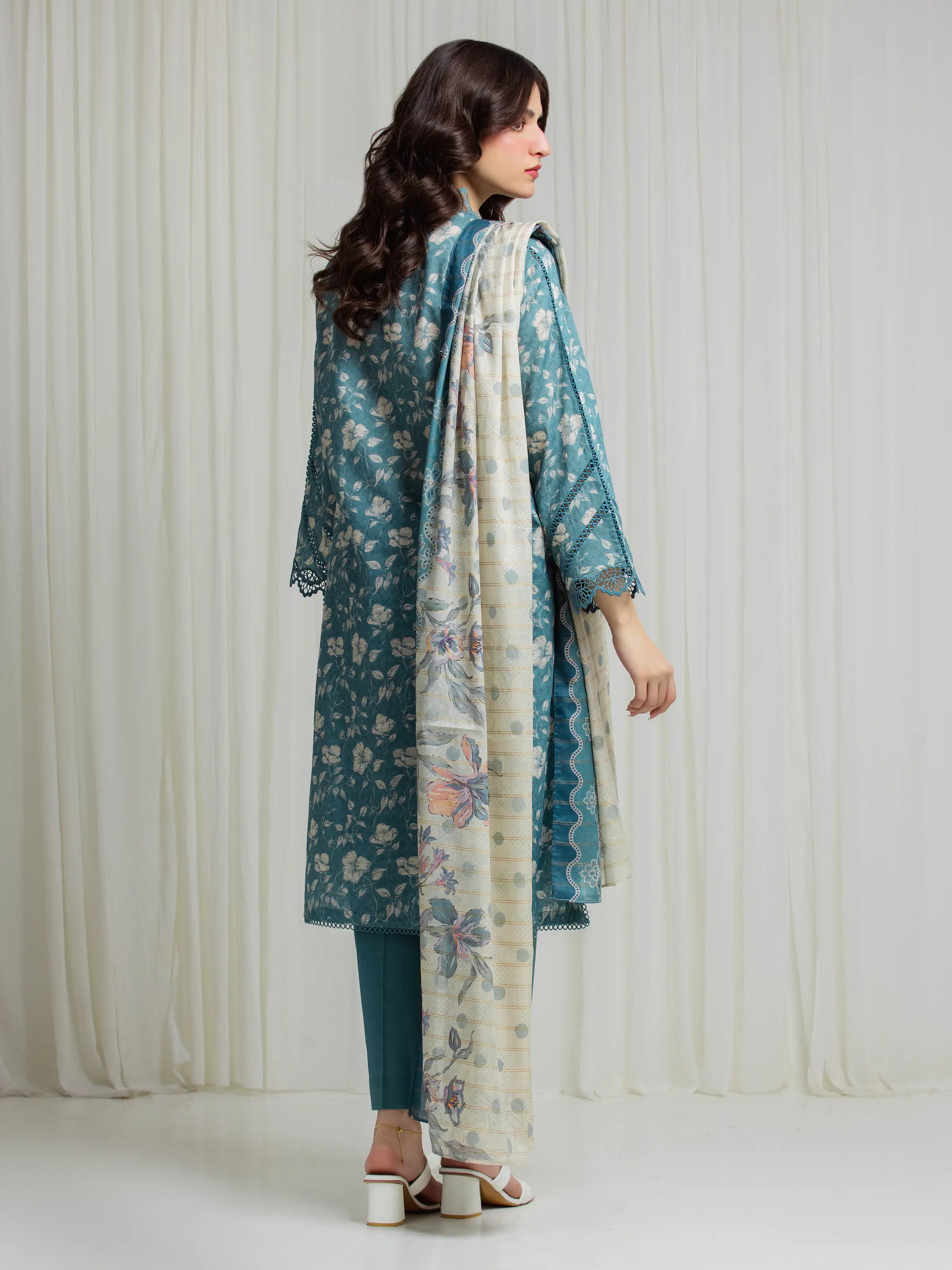 Printed Zari Lawn Suit - EWU6M6-097-3P - Image 6