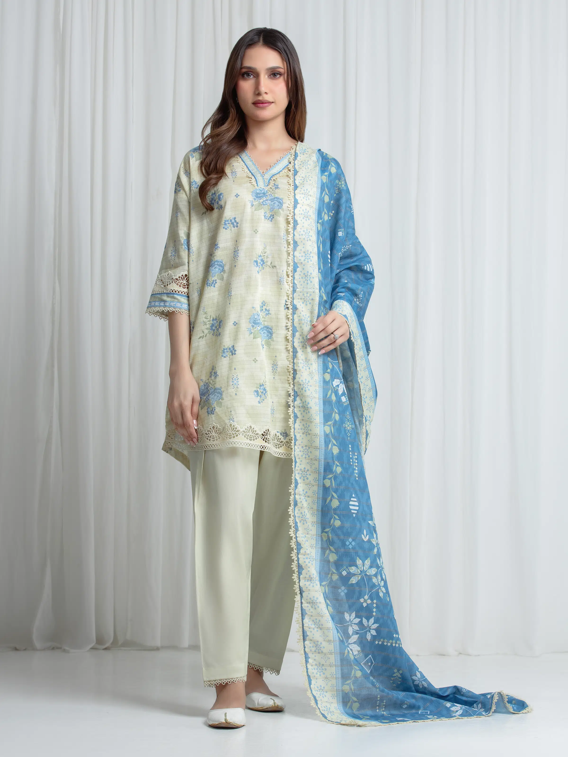 Printed Zari Lawn Suit - EWU6M6-103-3P